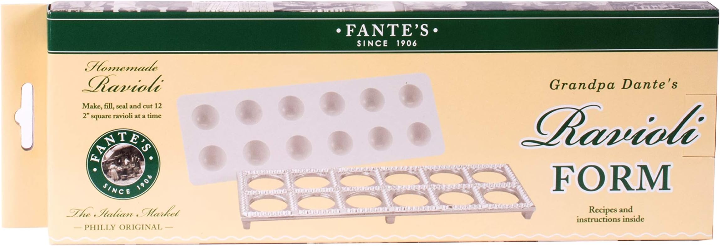 Fantes Ravioli Maker, Makes 1 Dozen Raviolis, The Italian Market Original Since 1906