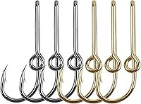 AGOOL Fishing Hooks Hat Pins - 12PCS Gold/Black Fish Hook Clips for Hats, Ties, Backpacks - Durable High Carbon Steel