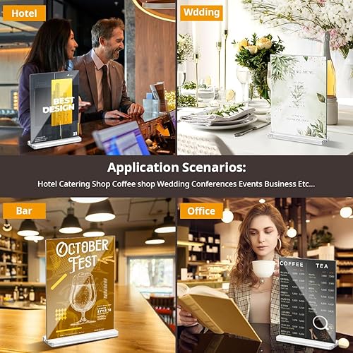 Miniatura 7 de PPH-Sisy Soporte de letrero acrílico de 5 x 7 pulgadas, soporte de exhibición transparente de doble cara, base gruesa y ampliada, en forma de T,