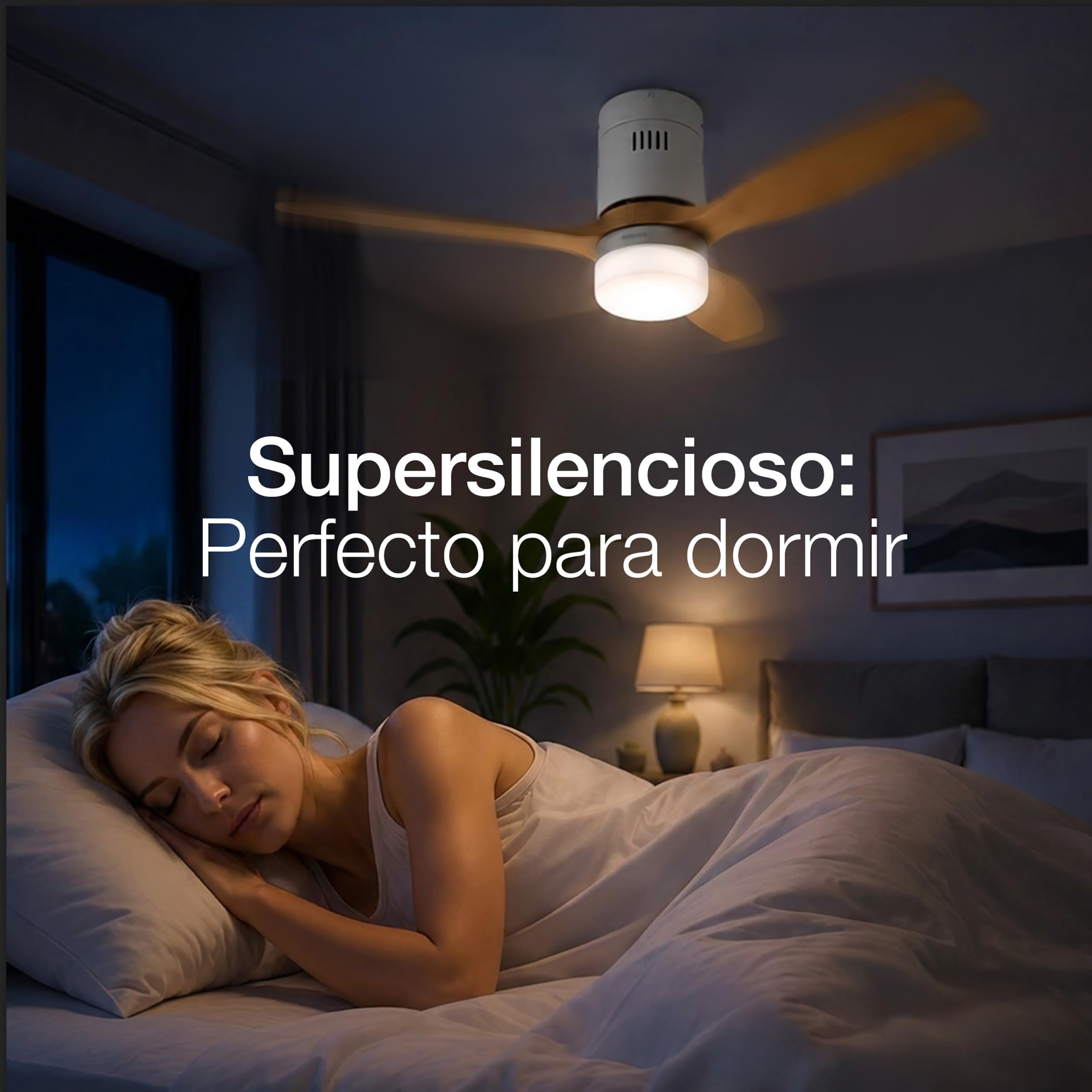 BRISANOVA OPEN Ventilador de Techo con Aspas y Luz LED. Mando a Distancia, 6 velocidades, 3 modos de iluminación. Silencioso, bajo consumo, instalación sencilla. Para Dormitorio y Salón.
