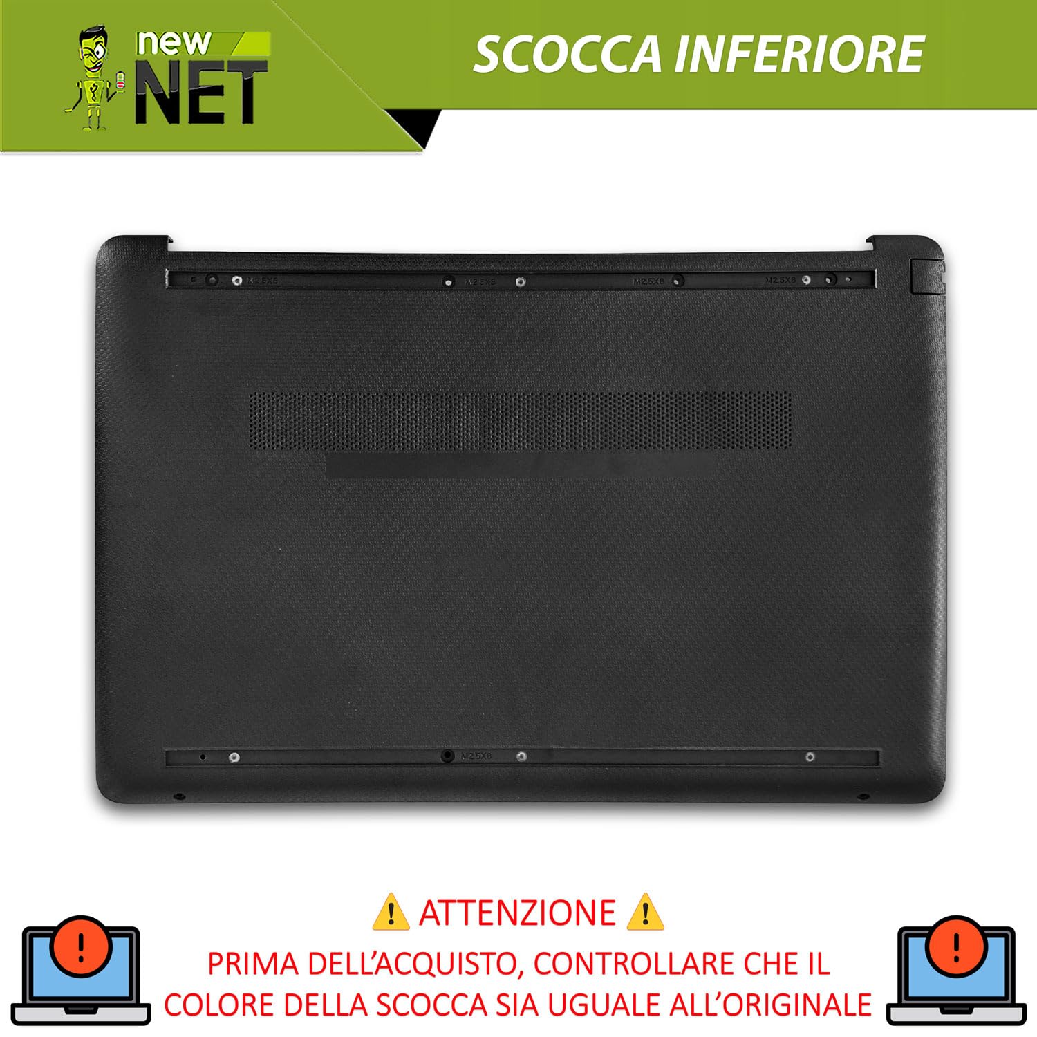 new net - Scocca Inferiore Cover Bottom Case Chassis Compatibile con HP 250 G8, 250 G9, 255 G8, 255 G9, 256 G8, 256 G9 [Colore Das Dark Ash Silver (Argento Cenere Scuro) - ABS]