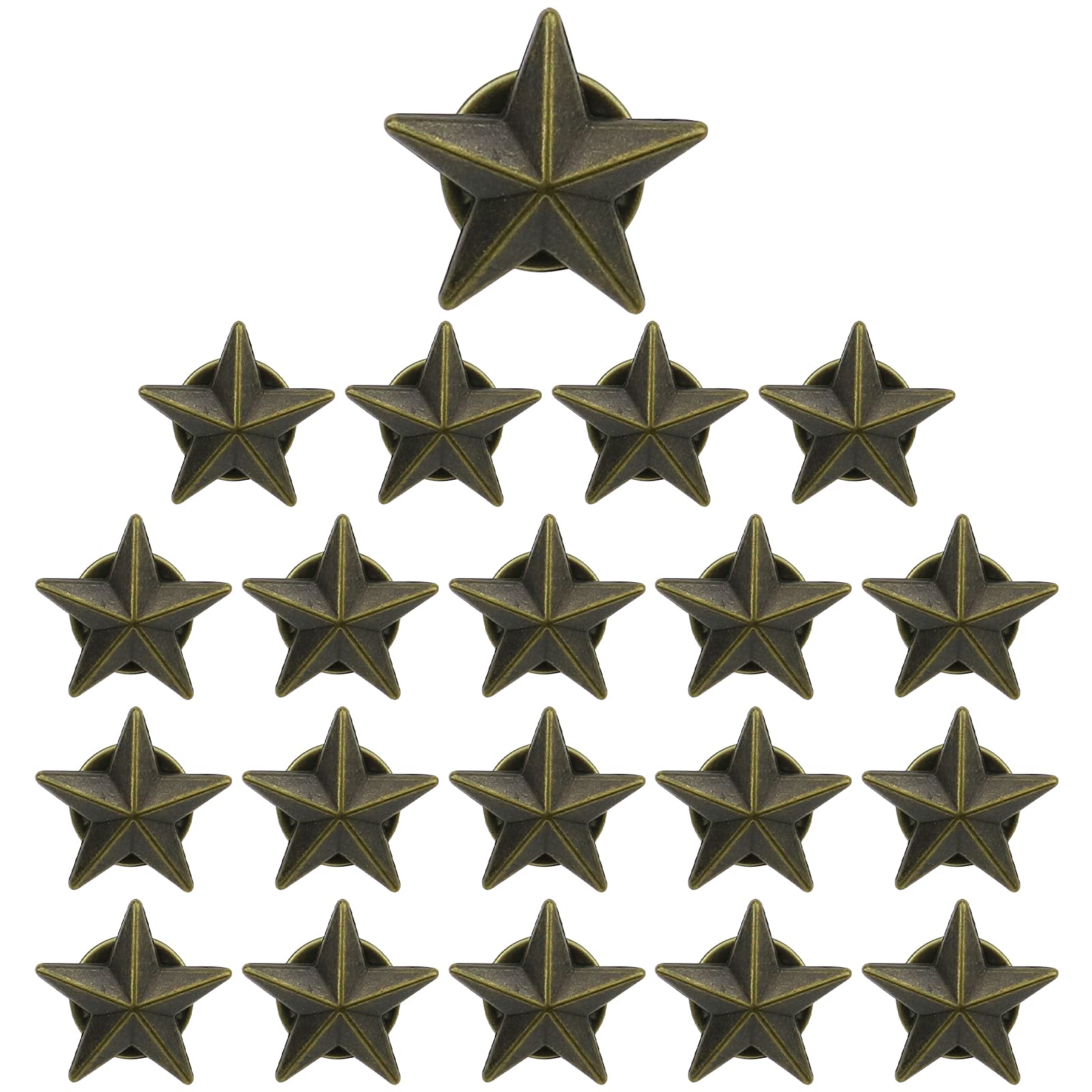 DonLeeving20 Pieces Star Badge Silver Lapel Pin for 4th of July Memorial Day Veterans Day(Bronze)