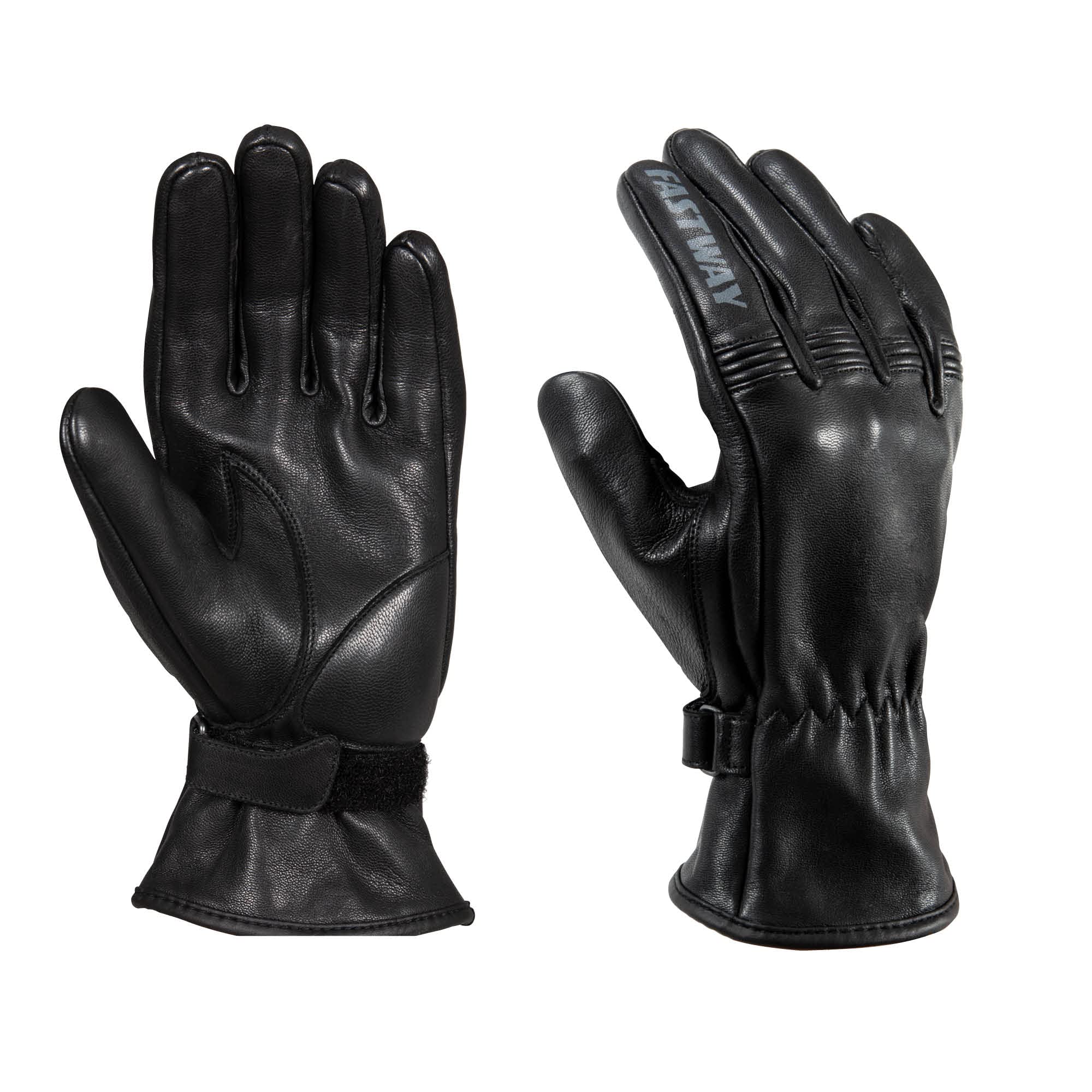 FAST WAY City Uni 211 Leder Motorradhandschuhe Sommer, Zertifizierte Motorrad Handschuhe Herr & Frau, Stretcheinsätze, Weitenverstellung, Schwarz, XS-3XL