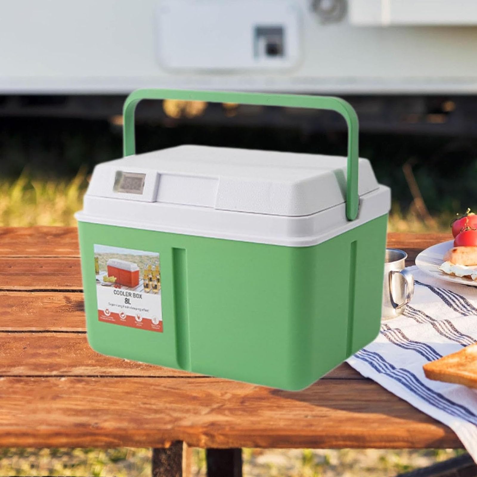 Borsa termica per alimenti con monitor della temperatura, conservazione di raffreddamento portatile per escursioni, picnic, viaggi in auto e campeggio, scatola di raffreddamento isolante, borsa
