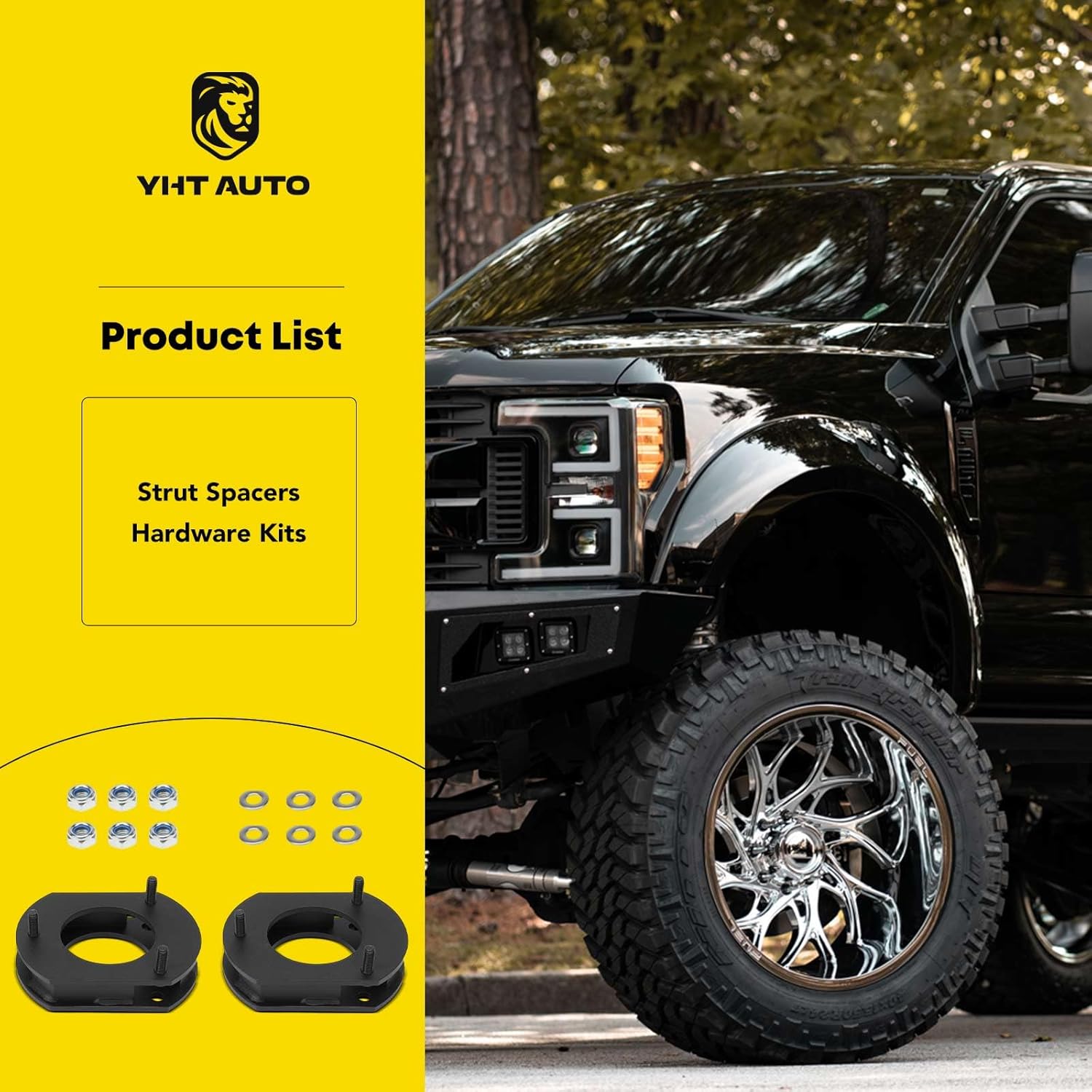 YHTAUTO 2 inch Front Leveling Lift Kit Compatible with Jeep Grand Cherokee WK2 Series 2011-2022, RWD/4WD, Steel Strut Spacers Suspension Leveling Kit w/Hardware Kit Set of 2