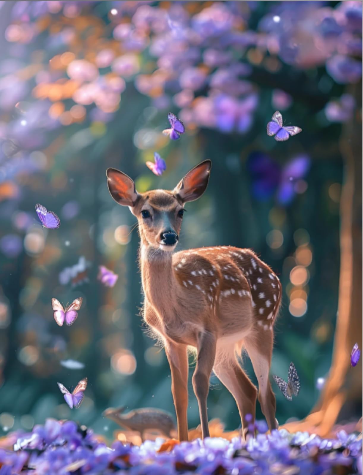 Stithej Stamped Cross Stitch Kit Butterfly Deer 11CT for Adult Beginners