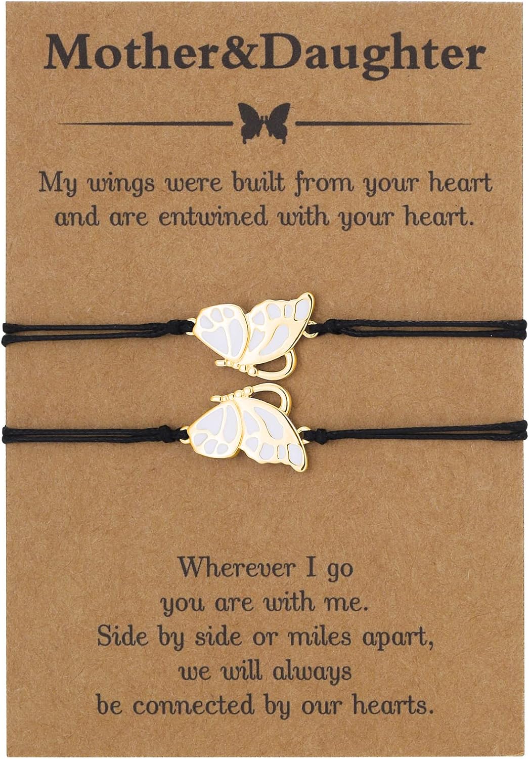 RS First Day of School Mother Daughter Bracelet for 2, Matching Butterfly Set Mother's Day Christmas Valentine's Day Gift for Women