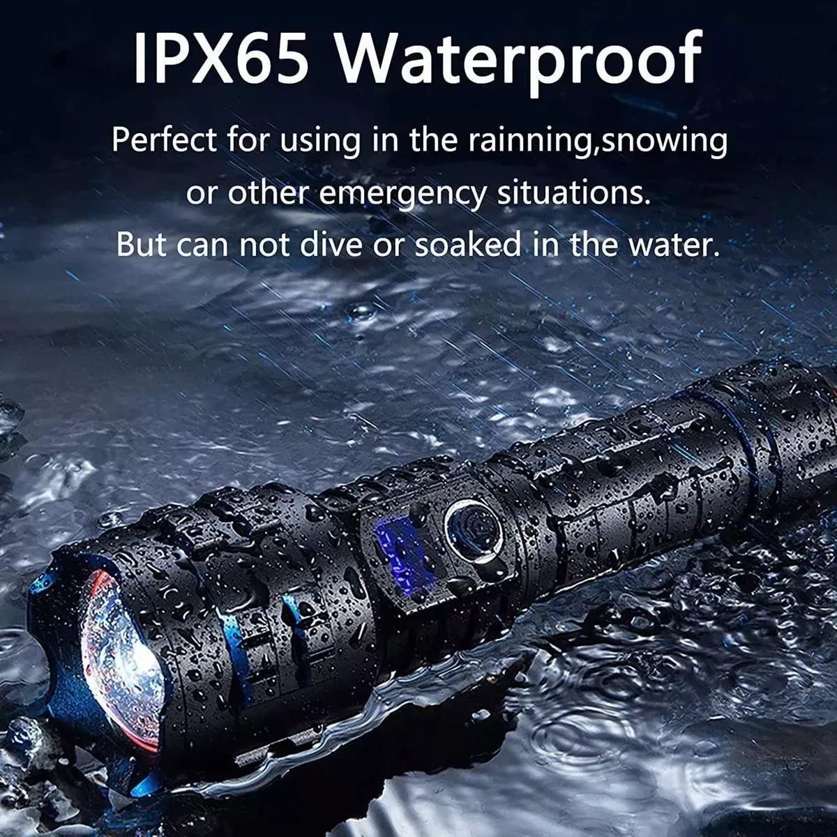 100000 Lumens Super Bright Rechargeable LED Flashlight Rechargeable Tactical Lamp Military Lamp Waterproof IP65, 5 Modes Portable LED Flashlights — Amazon image 3