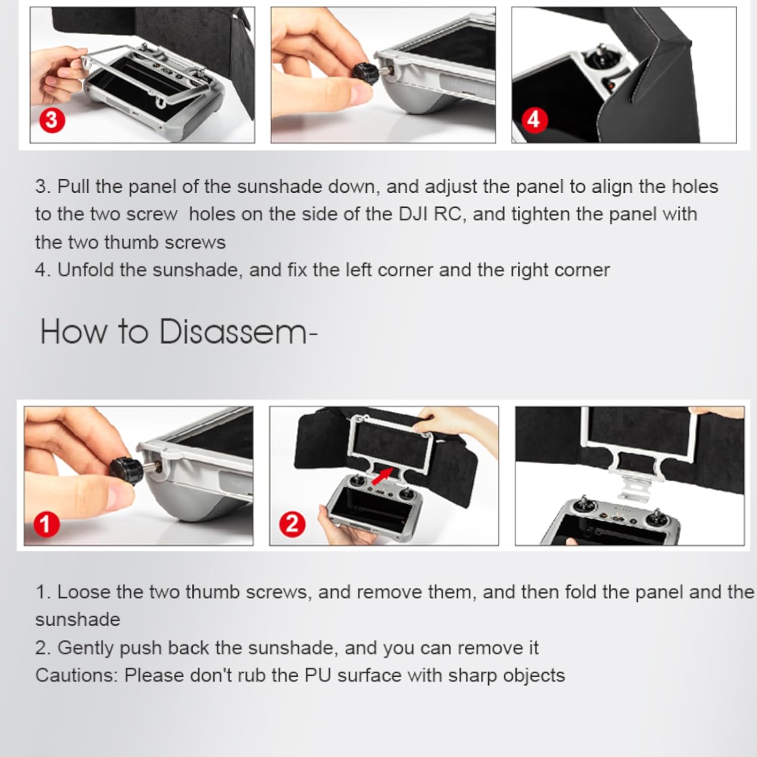 Mini 3 Pro RC Sunshade, Foldable Drone Controller Sun Hood Tempered Glass Film and Lanyard Compatible with DJI Mini 3 Pro/Mini 3 / Mavic/Mavic 3 Classic Accessories