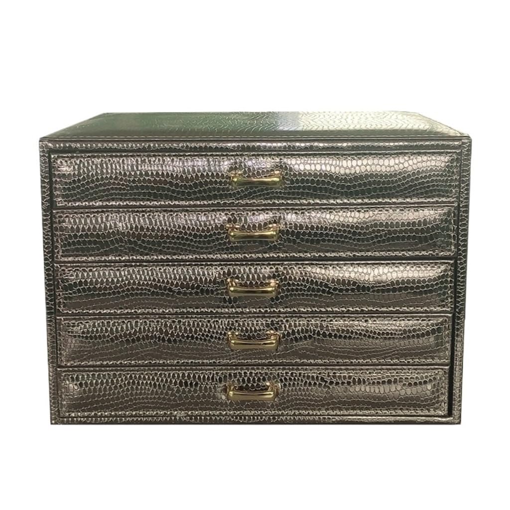 Boîte à bijoux multicouche en bois argenté petit modèle pour commode - 8