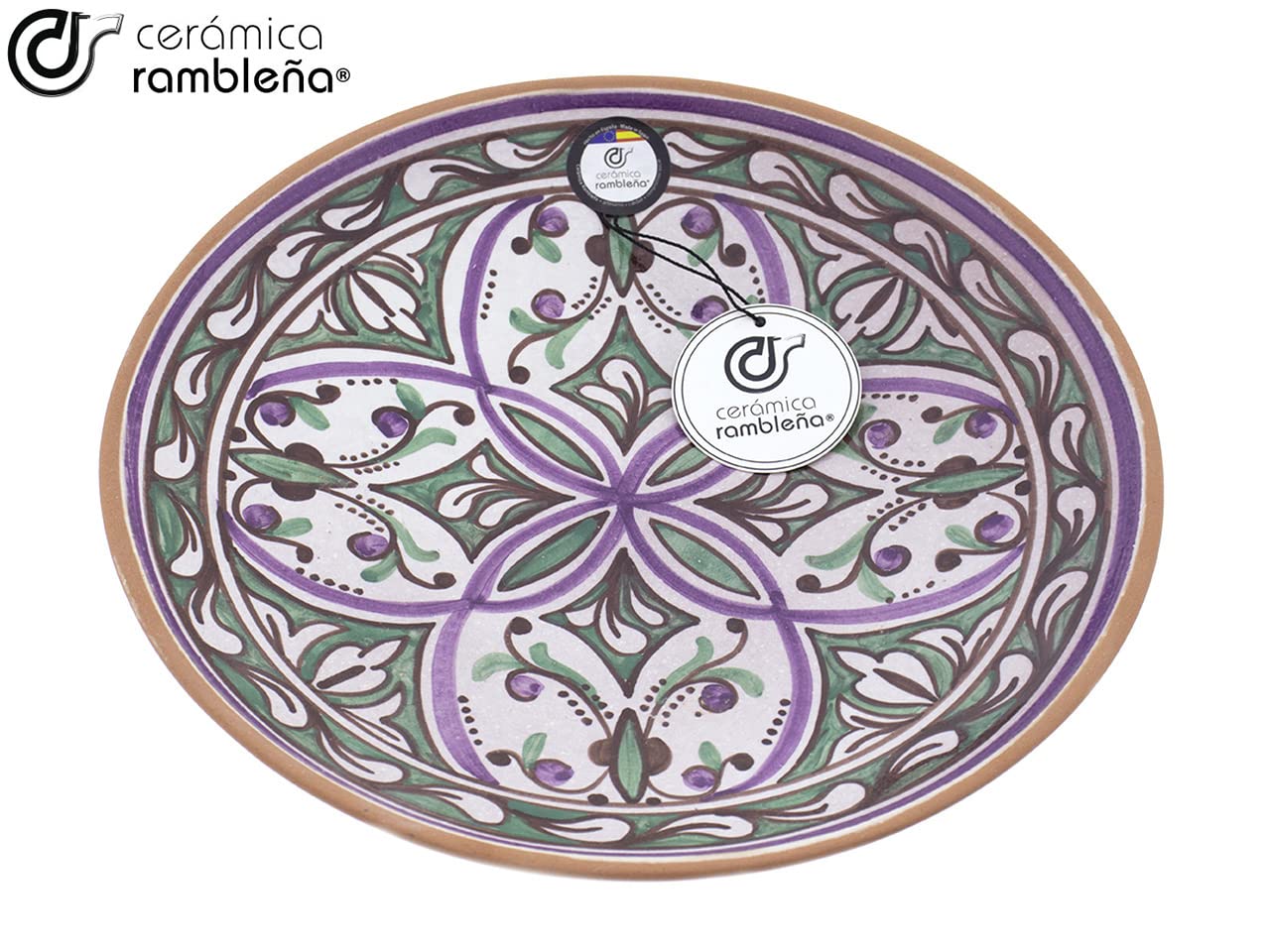 Plato decorativo pared cerámica barro Modelo D49 27x27x4.5 cm Hecho a mano