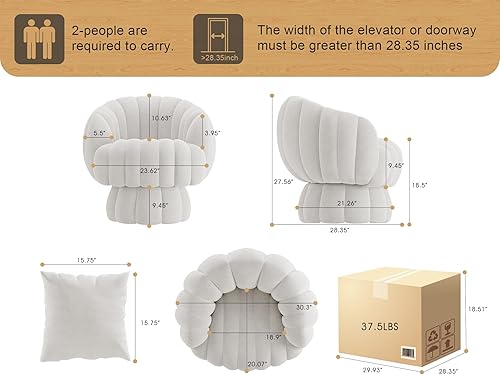 Miniatura 2 de Moderno sofá giratorio de 360 grados de mediados de siglo, tela de terciopelo esponjoso, silla de lectura con calabaza, amplia y tapizada, sillón