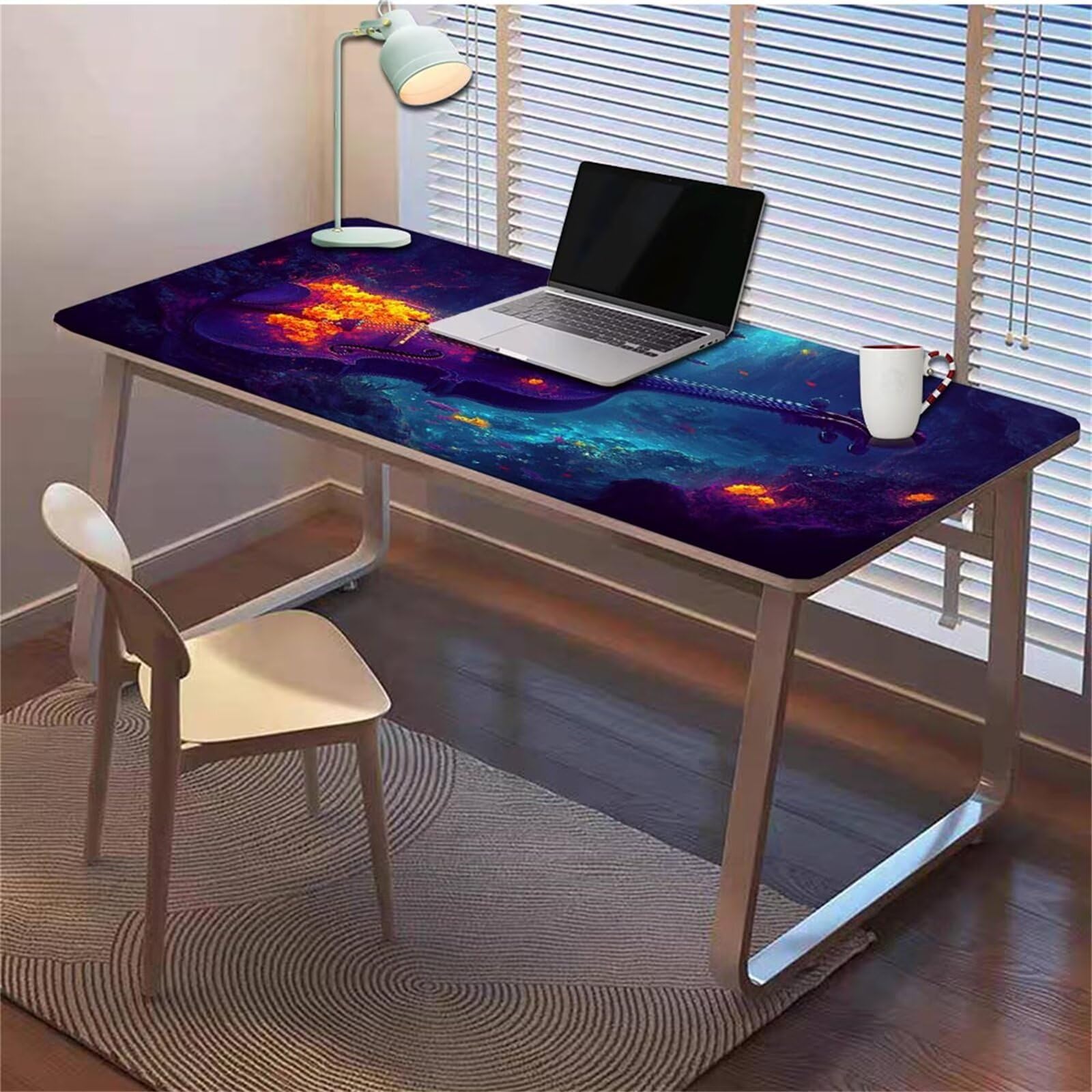Gamingowa podkładka pod mysz 1200 x 600 x 3 mm, XXL, wodoszczelna, odporna na ścieranie, z przyszytymi krawędziami, niebieska, podkładka na biurko, poprawia prędkość i precyzję pod laptopa, komputera