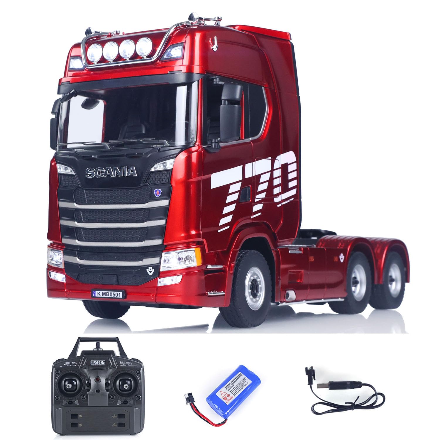 TOUCAN RC HOBBY 1/18 770S Plastic RC Tractor Truck Toys Finished Model RTR 7.4V Battery Radio 19CH Light Sound Effects Remote Control Lorry Car for Adult