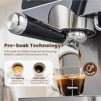 Vista 2 de Expresso - Cafeteras con pantalla táctil de 20 bares, máquina de espresso profesional con espumador de leche y agua caliente, cafetera de acero