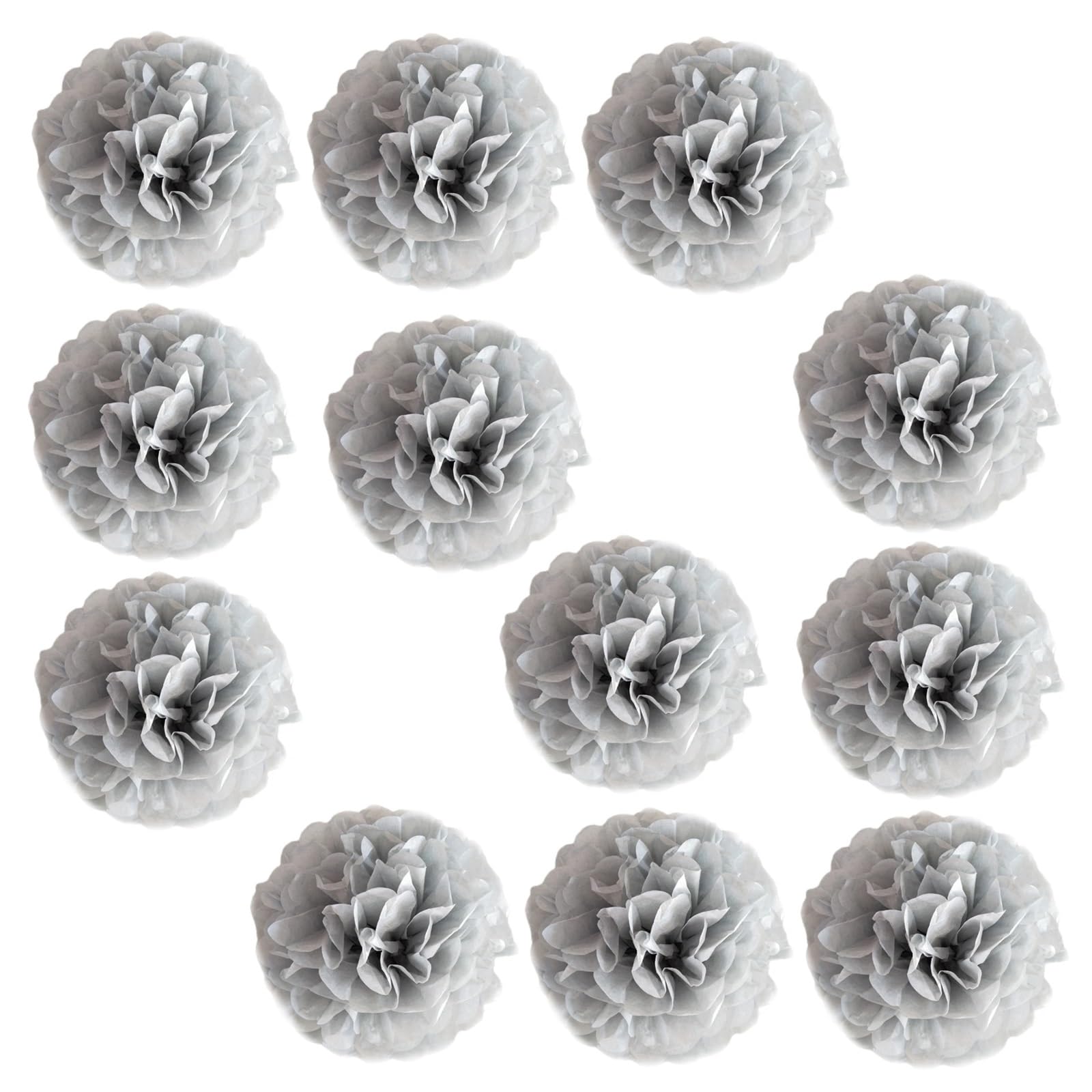 Paper Lanterns 26colors 12pcs Each 10inch Paper Pompom for Wedding Birthday Summer Halloween, , Party Decoration(Grey)