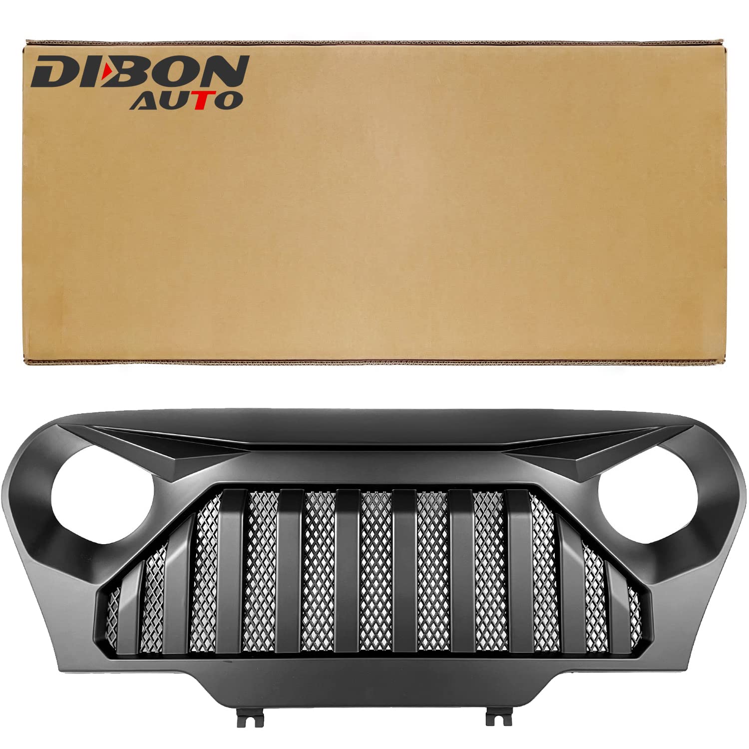 DIBON AUTO Matte Black Grille For Jeep Wrangler TJ Gladiator Vader Grill W Mesh 1997 1998 1999 2000 2001 2002 2003 2004 2005 2006