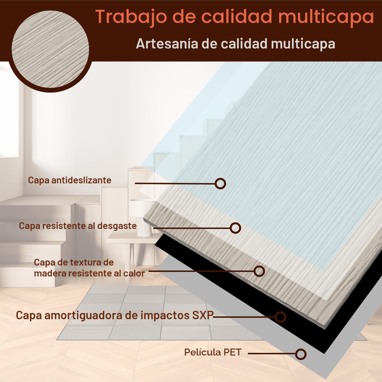 Suelo de PVC autoadhesivo con aspecto de madera, 54 unidades, 7,53 m², baldosas de vinilo, autoadhesivas, suelo de PVC, antideslizantes, impermeables, ignífugas, roble clásico, blanco