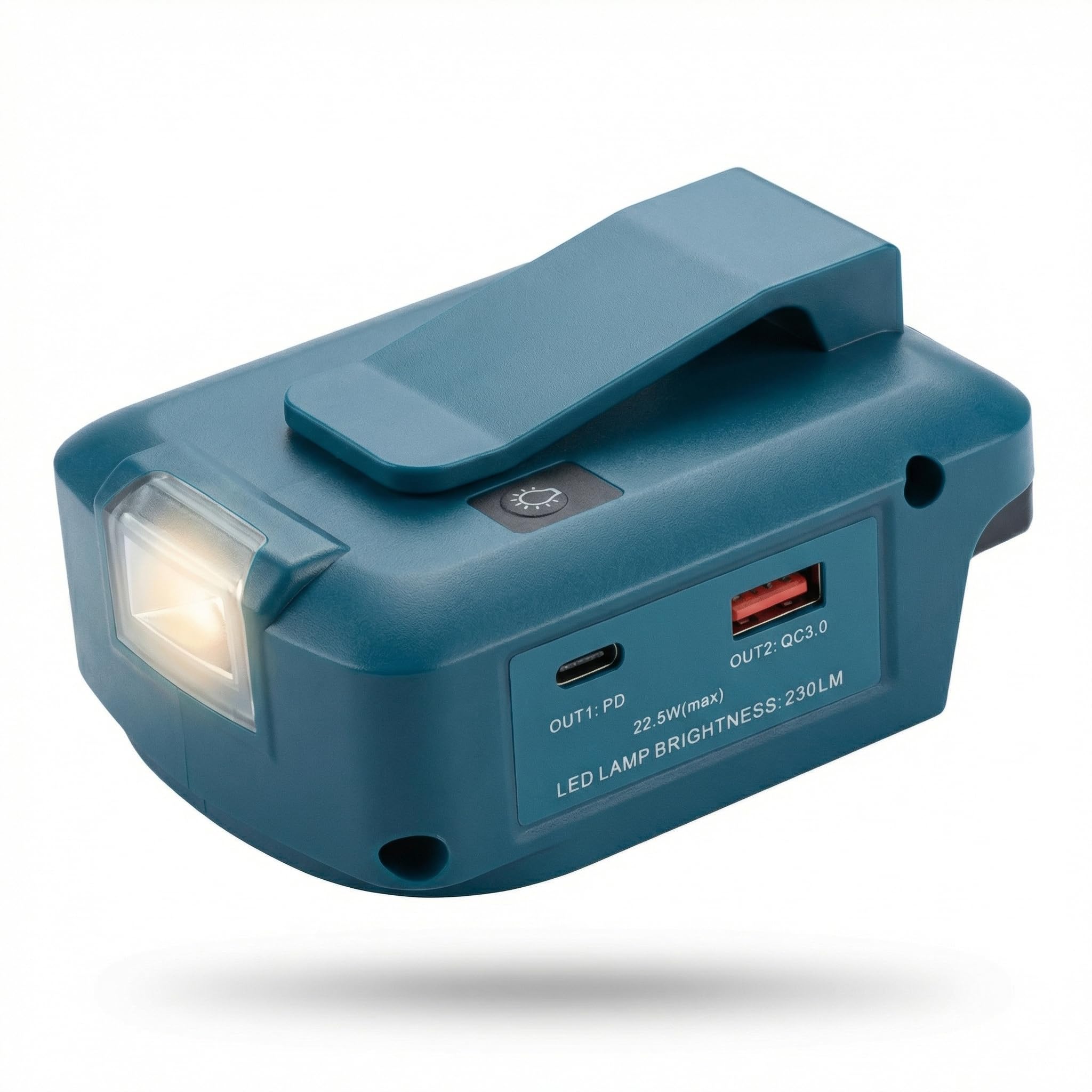 Waitley Adp05 Akku USB Adapter für Makita 14,4V und 18V Akkus, mit LED-Arbeitslicht und 2 USB-Ladeanschlüssen, kompatibel mit BL1815N/1830/1840/1845/1850/1860 und BL1415/1430/1435/1440/1445/1450