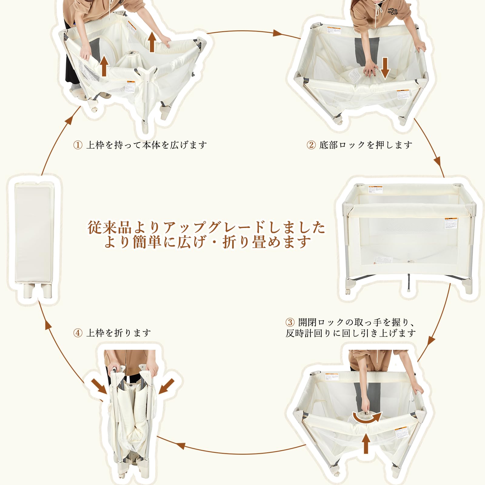 Amazon.co.jp: Euker ベビープレイヤード ワンタッチ式 折りたたみ