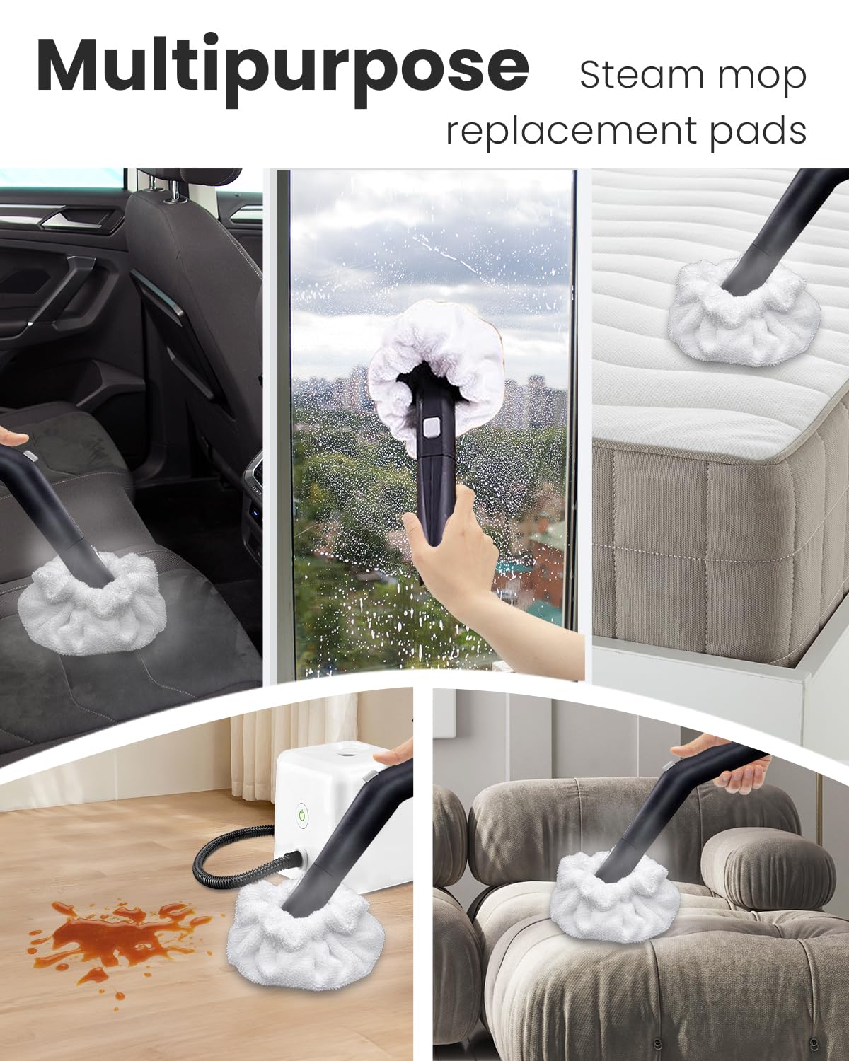 RunnoClean - Accesorios para limpieza a vapor, capó pequeño (triángulo) compatible con limpiador de vapor Dupray Neat, almohadillas reutilizables para mopa de vapor de precisión, paquete de 3