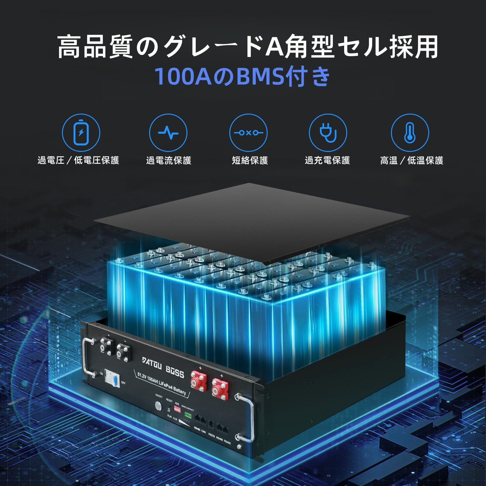 Amazon.co.jp: DATOUBOSS 48V 51.2V 100Ah リン酸鉄リチウムイオン 