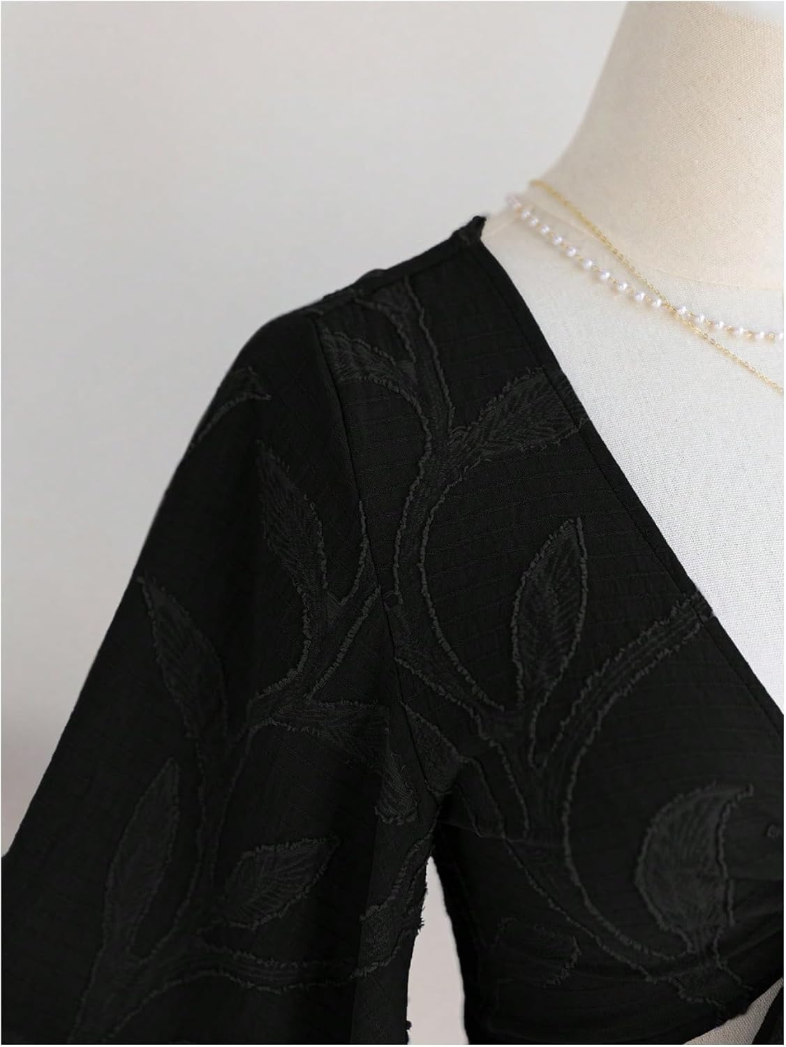 QJQ Women's Floral Ruffle Boho Crop Tops 70s Hippie Disco Western Outfits 3/4 Bell Sleeve Tie Front Deep V Neck Blouses - Image 2