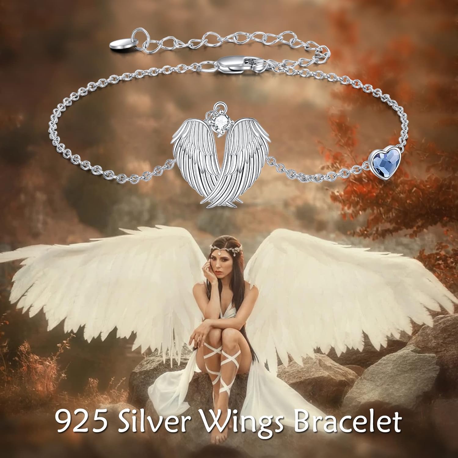 YFN Angel Wings Bracelet 925 Sterling Silver Guardian Angel Wings Heart Bracelets for Women Jewelry Gifts - Image 5