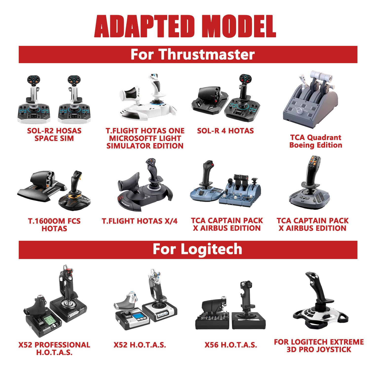 2 Set Supporto Scrivania per Flight Sim Joystick, acceleratore, sistema Hotas Compatibile con Logitech X56, X52, compatibile con Thrustmaster T-Flight Hotas/T.16000M/TCA/Warthog 10C/Winwing Orion