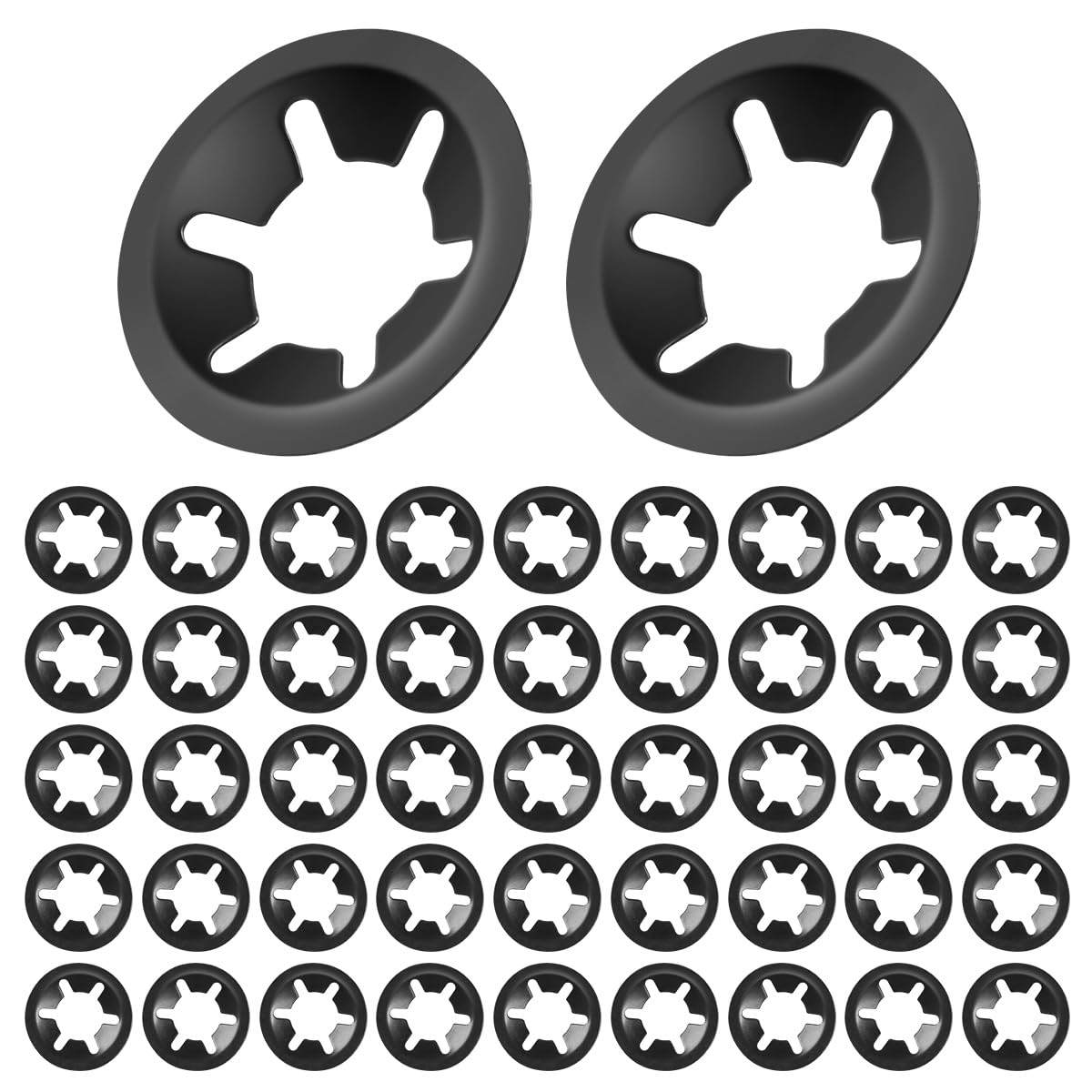 BOUMVID Pack of 50 M12 Starlock Washers, Black Circlips Clamping Ring Clamping Discs, 65Mn Manganese Steel Inner Tooth Starlock Washers, Speed Tooth Lock Washers