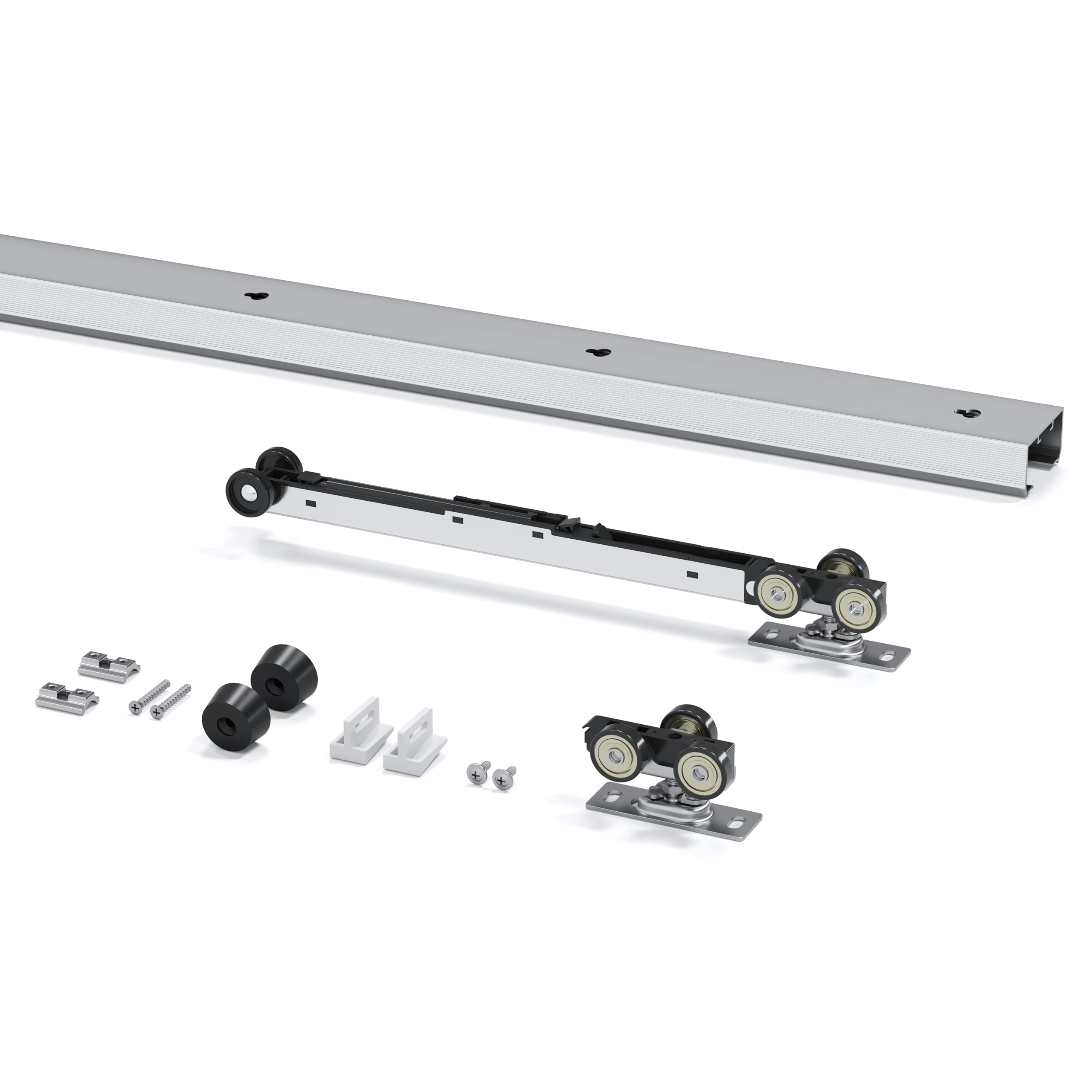 EaseLife 4FT/48in Sliding Pocket Door Hardware Kit Soft Close Mechanism, Aluminum Box Rail Kit,Slide Smoothly Quietly,Easy Install,No Door (60" Track Kit for 23"~30" Wide Single Door)