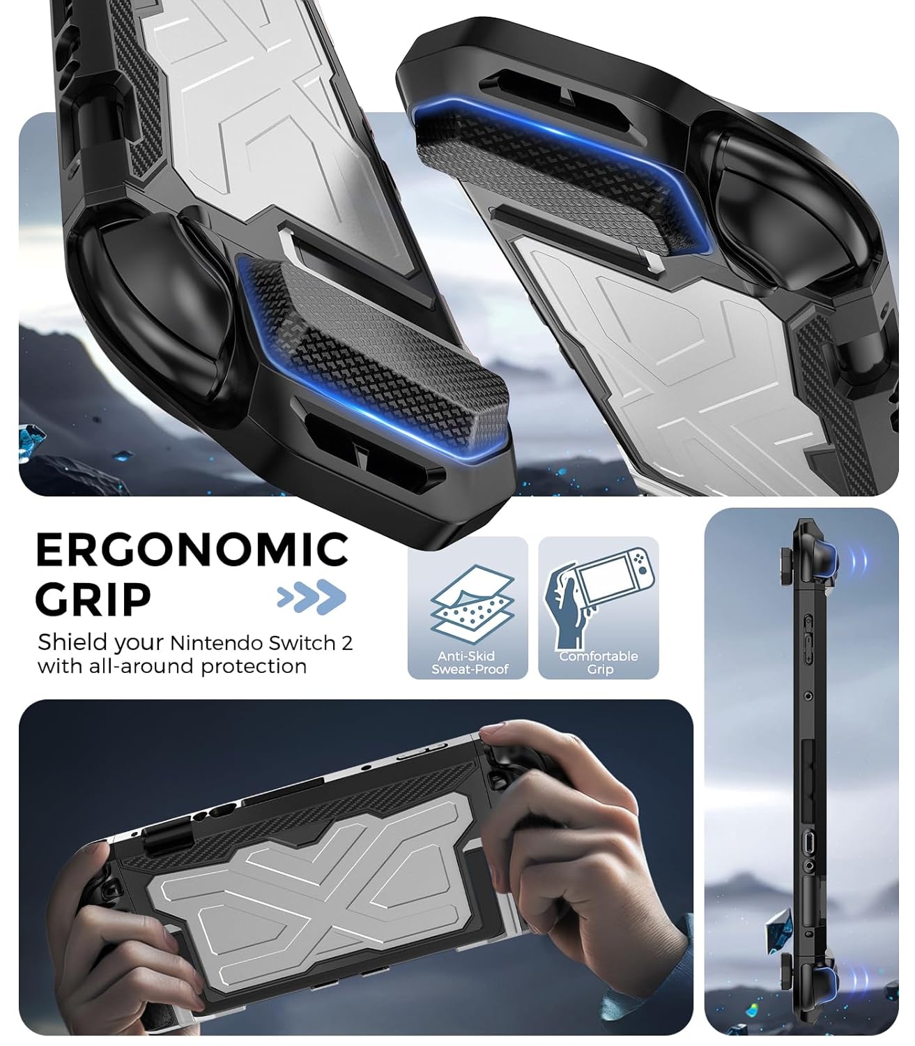 WHWEIYA for Nintendo Switch 2 Case 2025 Slim Armor Protection Dock-Compatible Protective TPU Cover Shock Absorption and Anti-Scratch for Nintendo Switch 2,White - Image 4