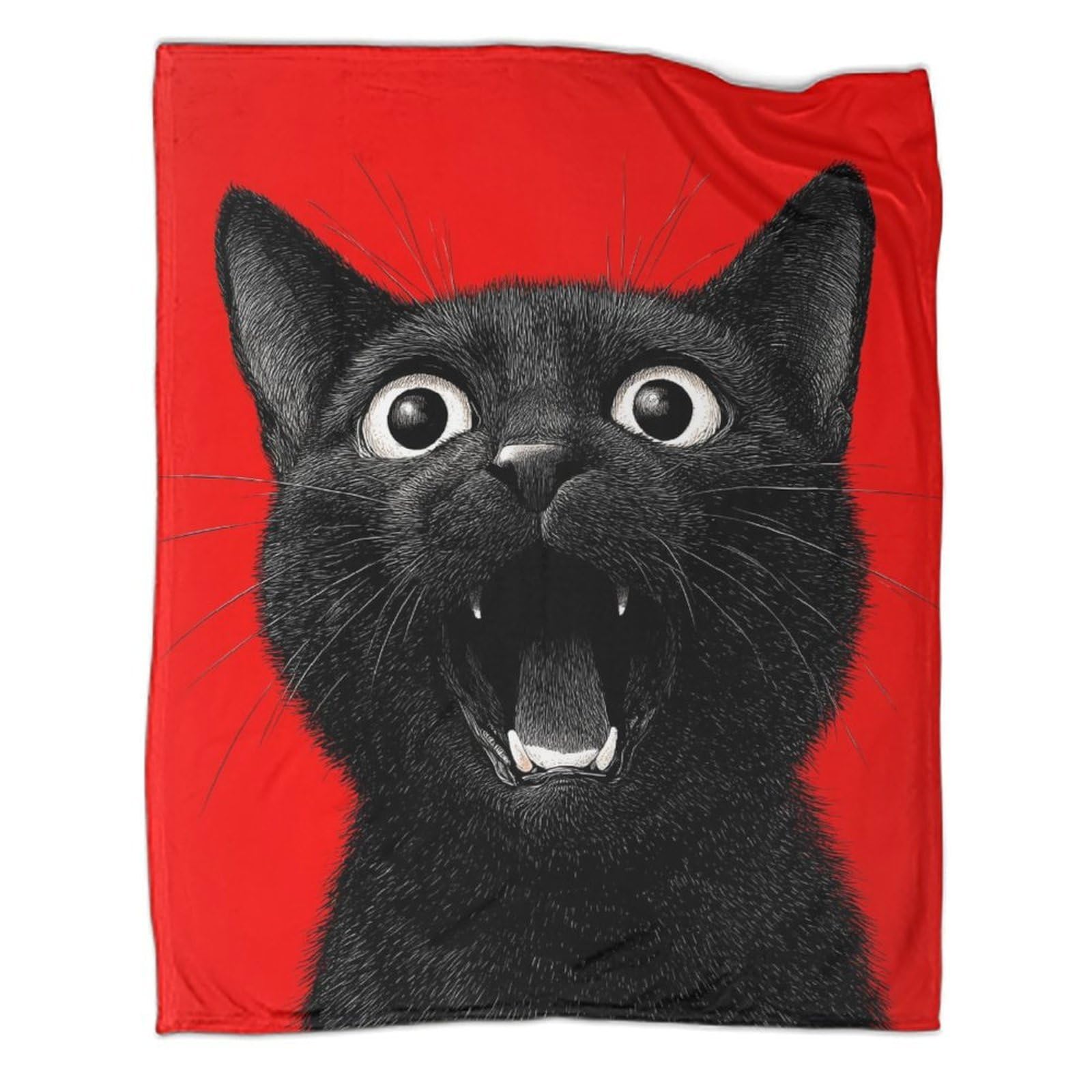 Couverture chat noir en flanelle 100x130 cm plaid polaire lit canapé