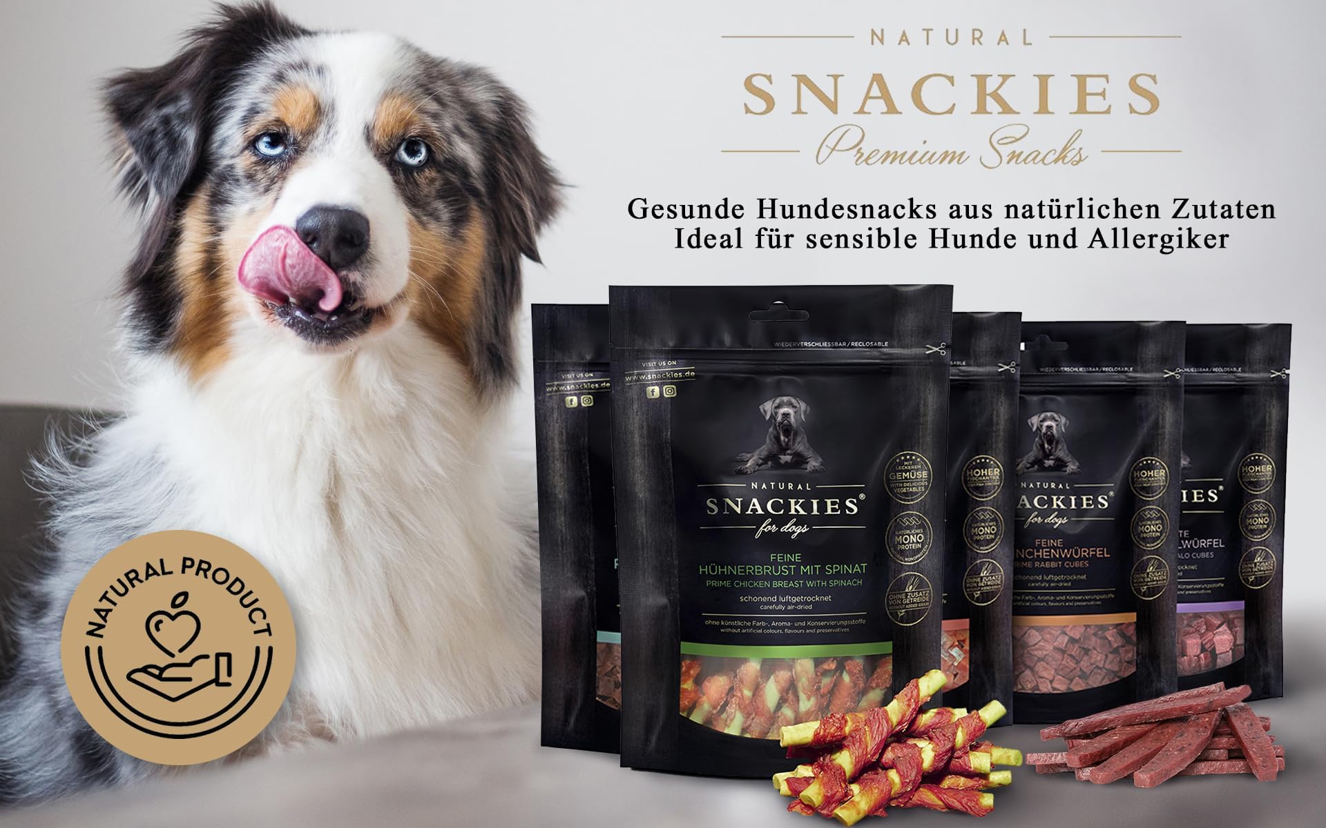SNACKIES 16er-Pack (à 170g) Hundeleckerli Pferdefleischwürfel Premium Snacks für Hunde ohne Zusatz von Getreide, Zucker, Farb-, Aroma- und Konservierungsstoffe, luftgetrocknete Leckerli