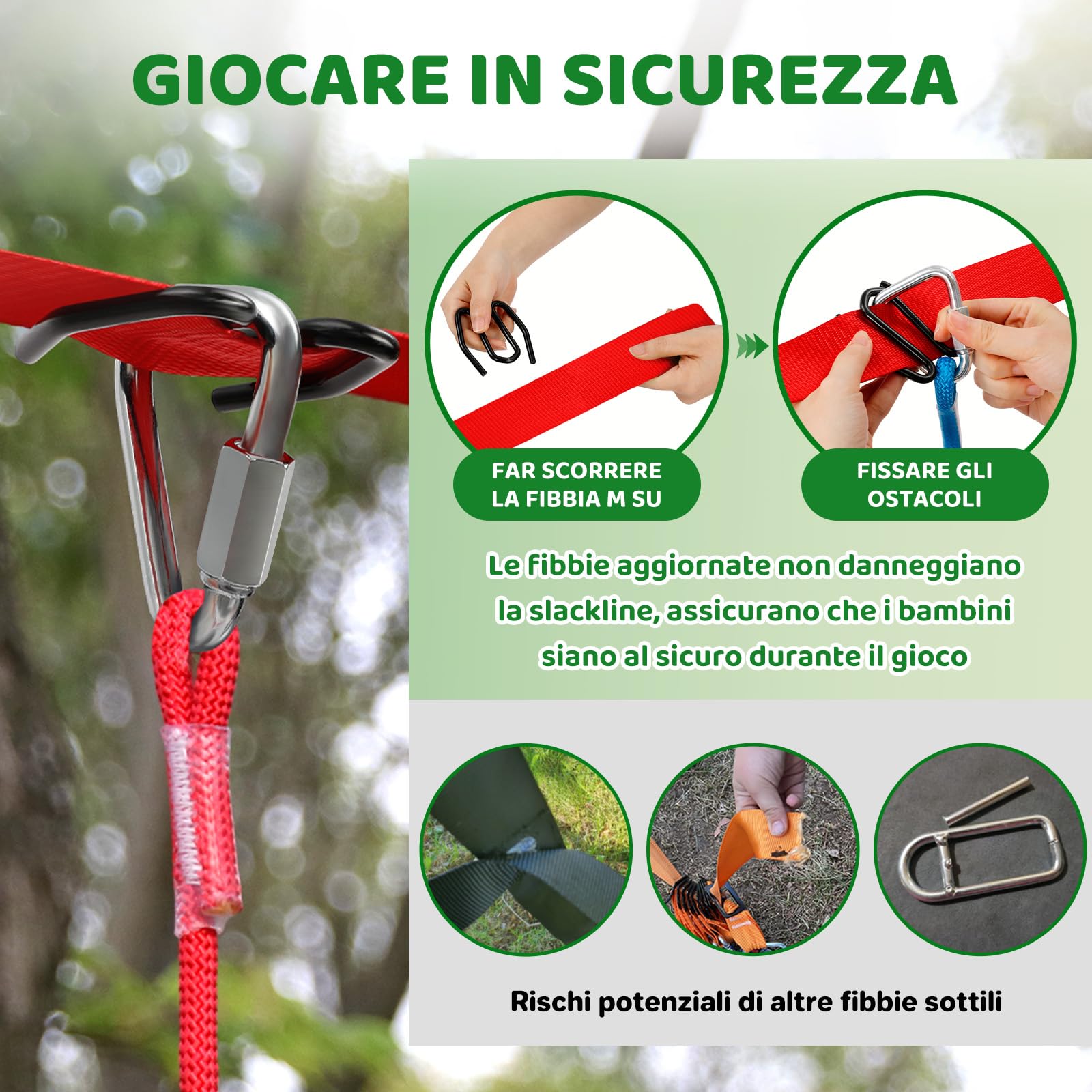 Dripex Percorso ad Ostacoli Ninja per Bambini 15m×2 Slackline 10 Ostacoli durevoli Allenamento all'aperto Cortile Altalena Rete Scala Arrampicata