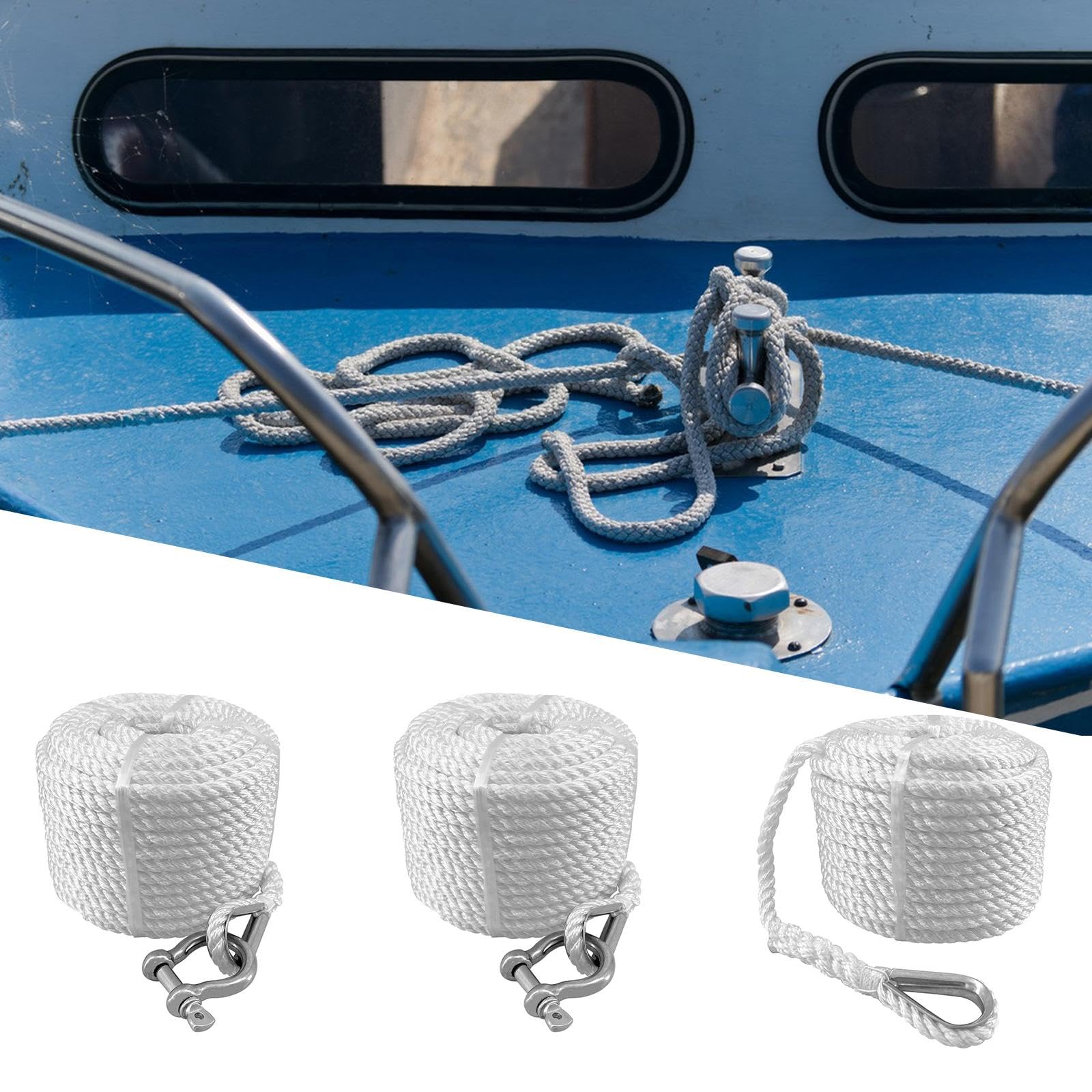 Bootsankerleine, Kanu, Edelstahlkausche for Anlegen, Camping, Outdoor