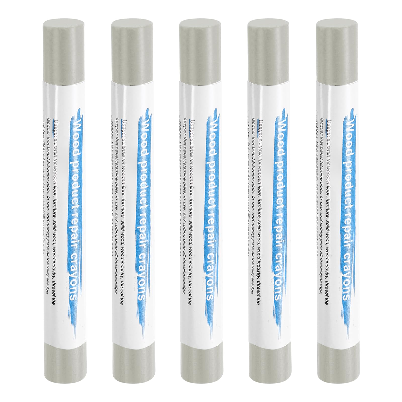 HARFINGTON 5pcs Wood Filler Sticks Wooden Wax Touch Up Furniture Repair Crayons for Scratch Hole Wood, Ash Gray