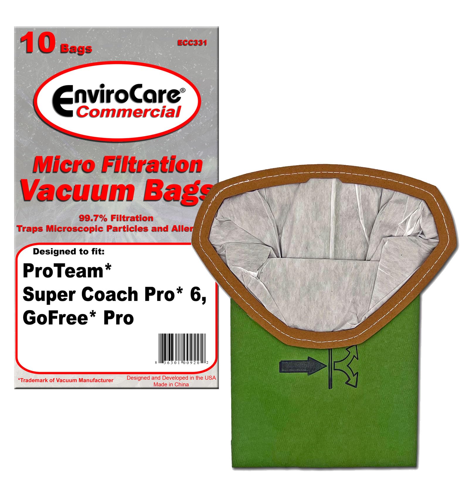 EnviroCare Replacement Vacuum Bags Designed to fit ProTeam 6 Quart Backpack Vacuum: Super Coach Pro 6, ProVac FS 6, and GoFree Flex Pro II 10 Pack