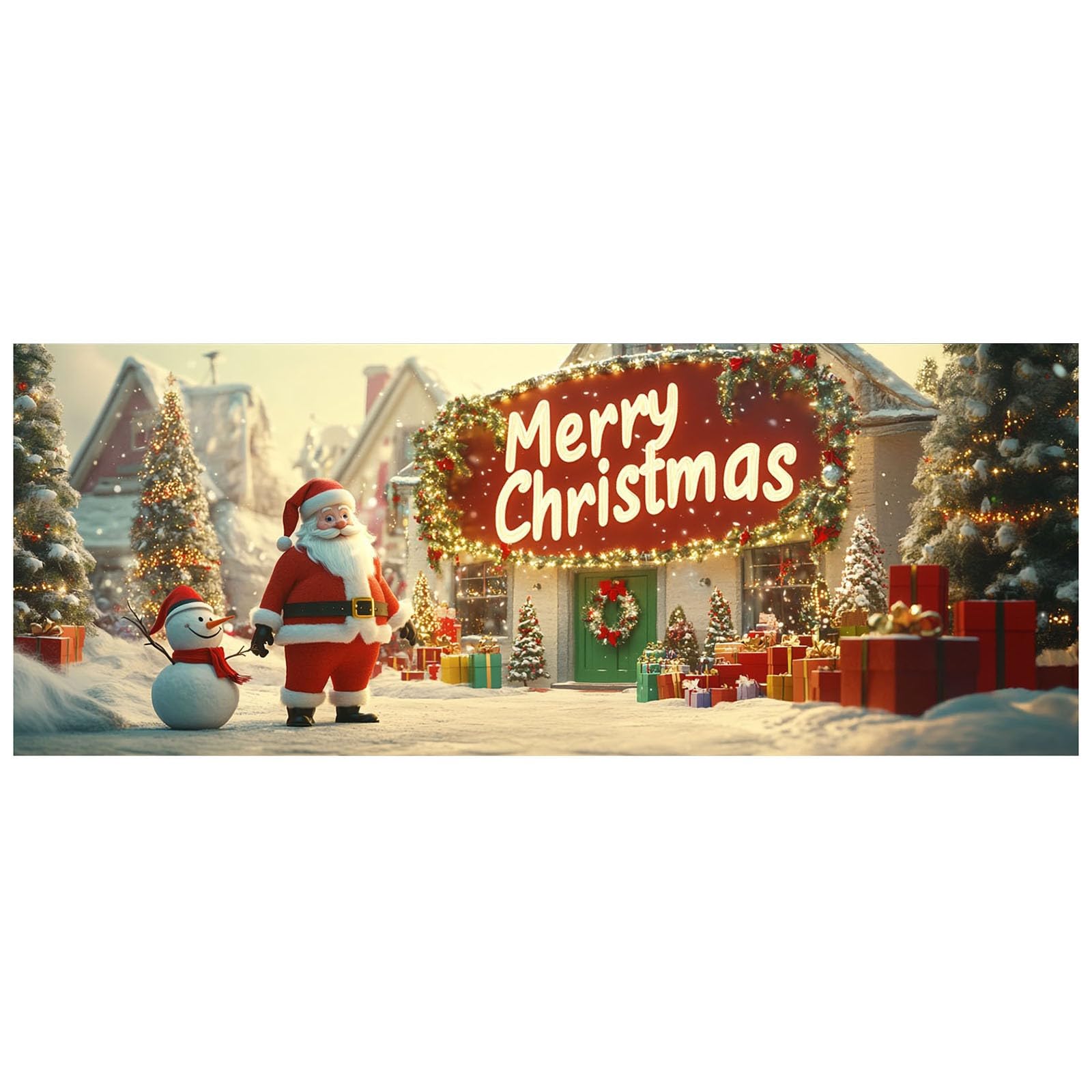 Christmas Garage Door Cover Decorations, Holiday Garage Door Banner Santa Claus Large Christmas Garage Cover Merry Christma Winter Xmas Garage Backdrops Door Mural for Indoor Outdoor Decor