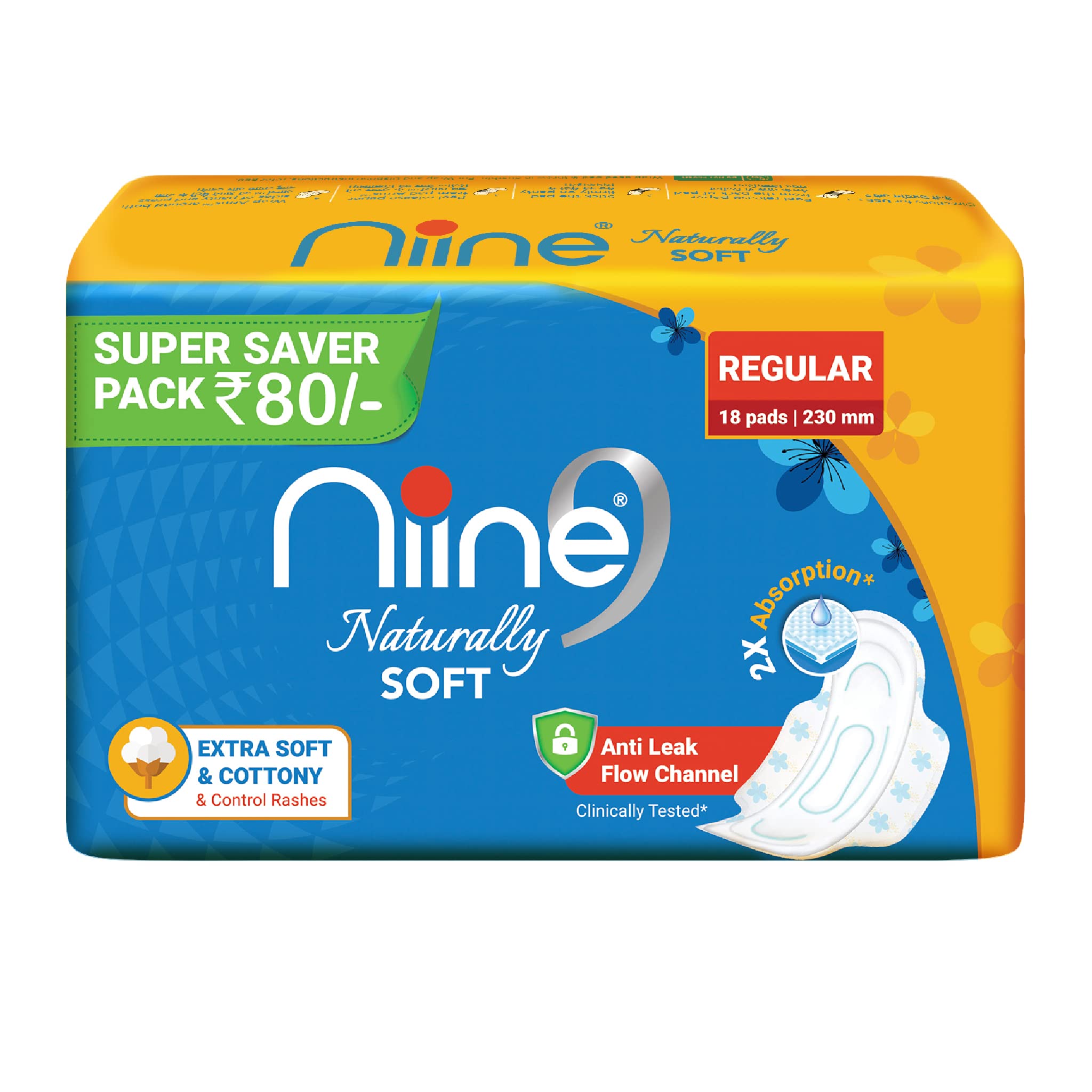 Niine Naturally Soft Regular Sanitary Pads for women | 18 pads, Pack of 1| Suitable for Light Flow| Faster Absorption | Prevents Wetness & Leakage (B0BV2ZCCHL) Amazon Price History, Amazon Price Tracker