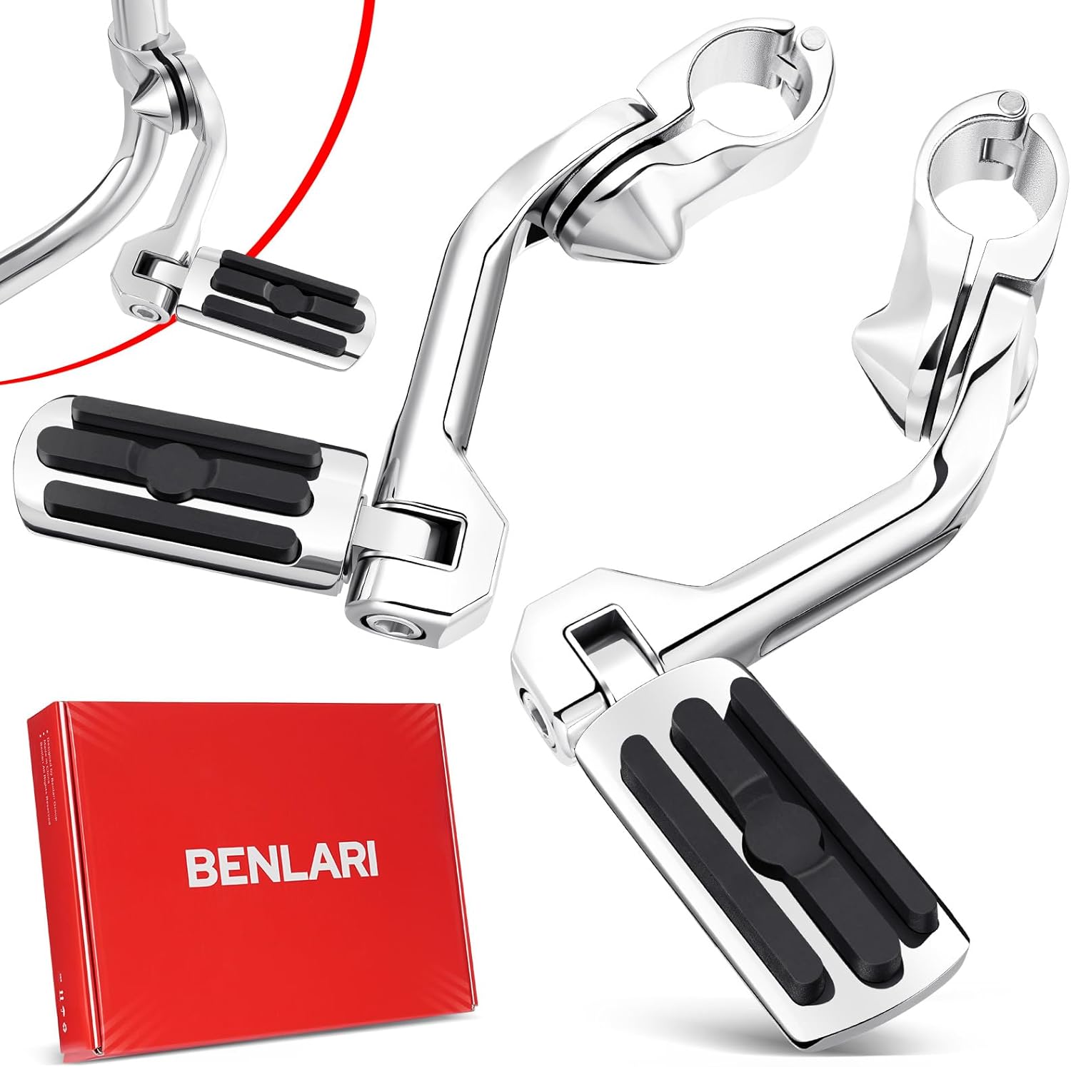 Benlari 1.25" Highway Pegs Short Angled Motorcycle Highway Foot Pegs Rests fit for Harley Engine Guard Parts Replacement for 1-1/4 Harley Davidson Road Glide, Electra Glide, Road King, Street Glide