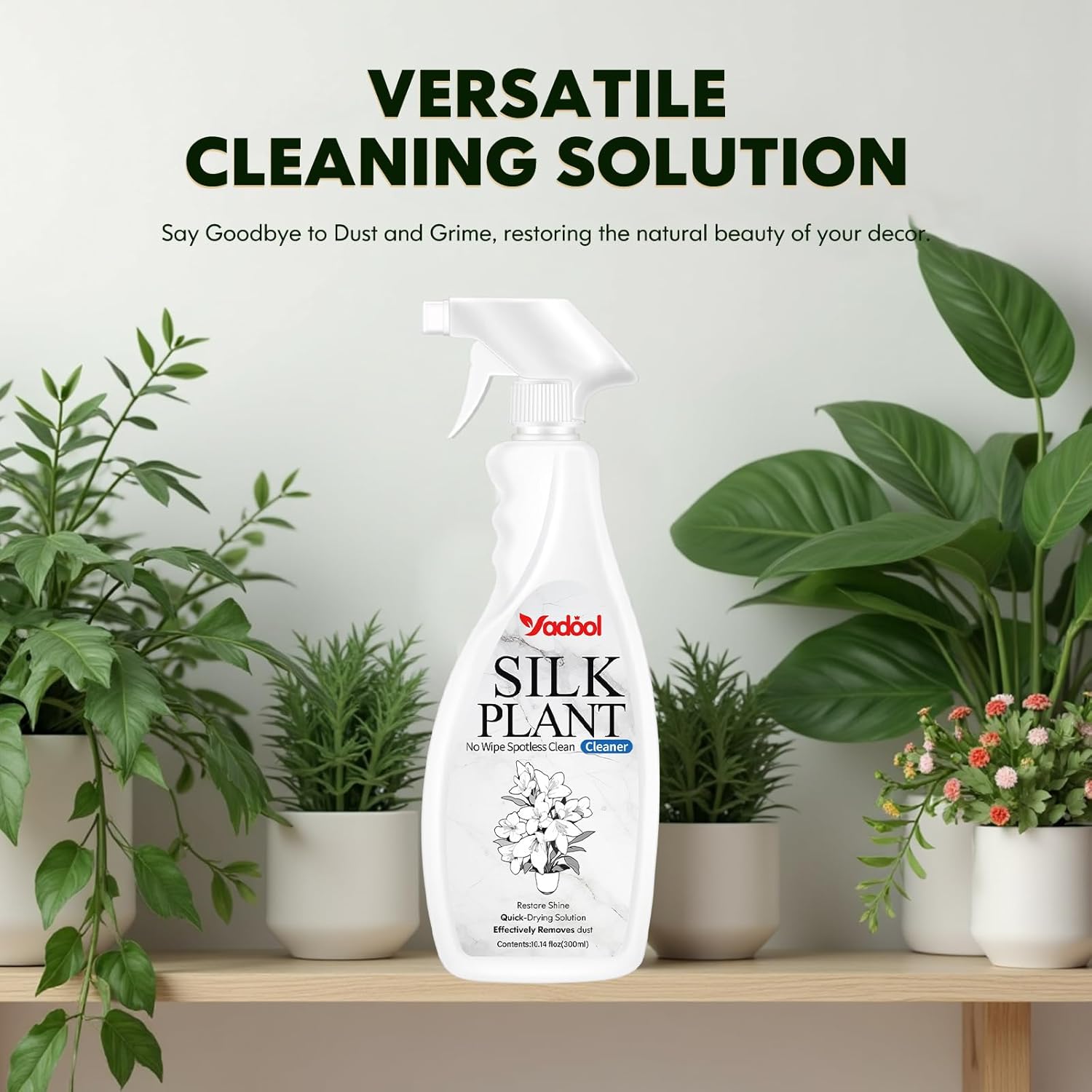 Silk Plant Cleaner Spray No Wipe - Artificial Plant & Silk Flower Cleaner Spray, Dust Remover for Fake Plants, No Wipe, Quick Drying - 16.91oz (2PACK)