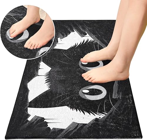 Miniatura 4 de Joisal Tapete de felpa con diseño de gato negro para baño, absorbente antideslizante, tapete de baño lavable con parte trasera de goma, 39 x 20