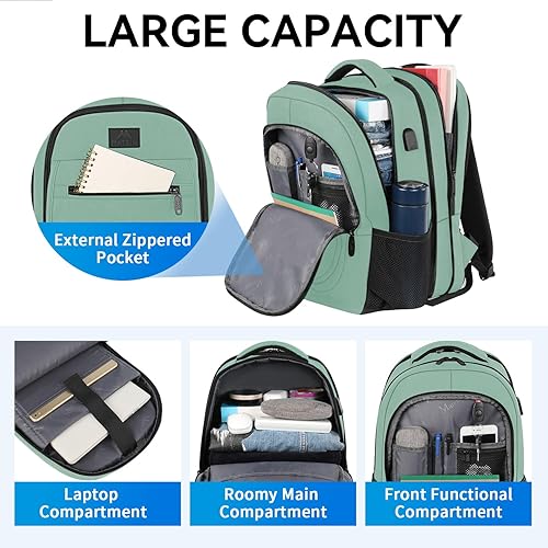Miniatura 4 de MATEIN Mochila para laptop para mujeres, expandible de 15.6 pulgadas con puerto de carga USB, mochila antirrobo para viajes y escuela, mochila
