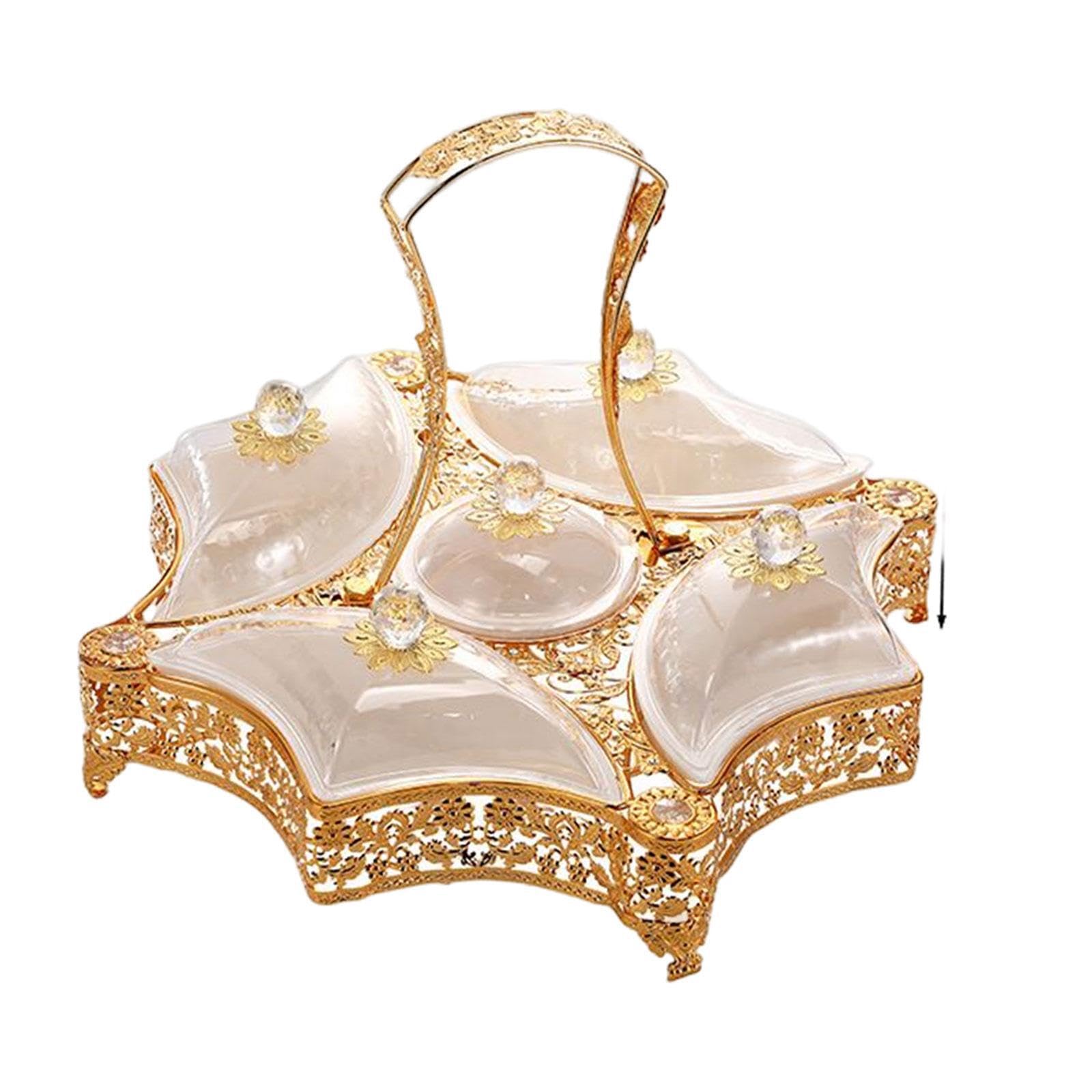 CYDZSRA Multifunction Dried Fruit Snack Storage Container Snack Organizer With Cover Stylish Appetizer Tray Parties Wedding Storage Container Fruit Plate With Cover