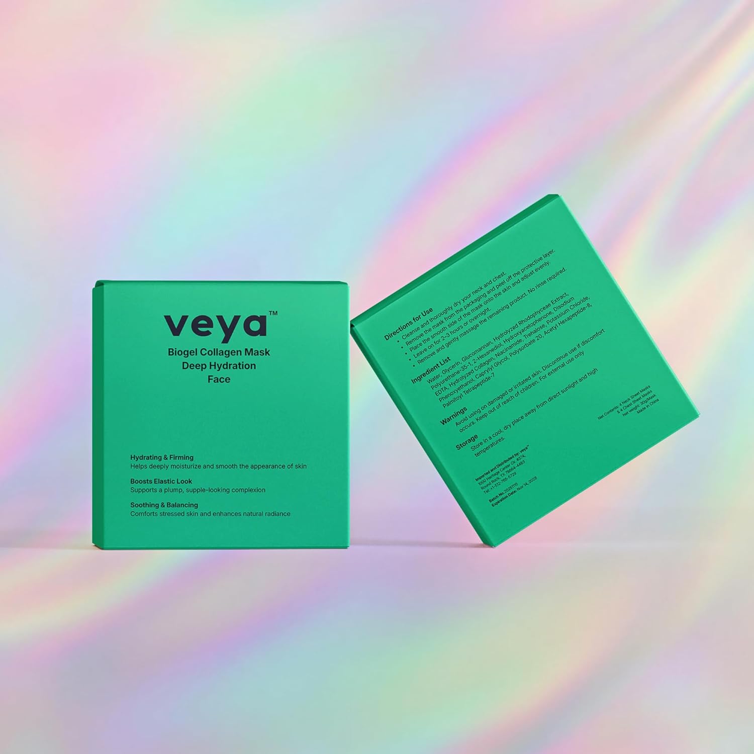 VEYA Biogel Collagen Sheet Masks - 4 Face + 4 Neck + 4 Chest Hydrogel Masks - Hydrating Moisturizing Facial Sheet Mask Set for Daily Skin Care - Multi-Zone Coverage