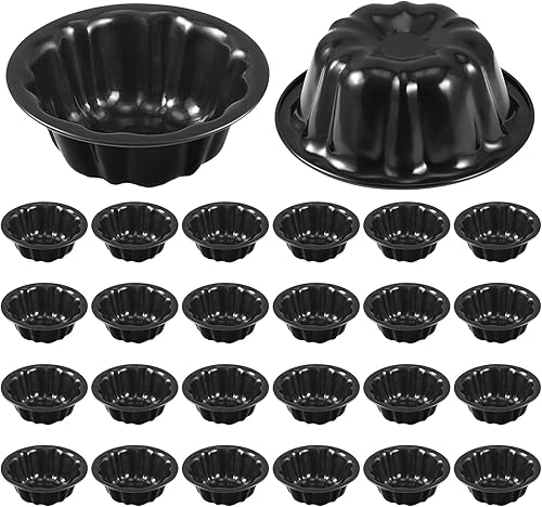 24 piezas de 4 pulgadas estriado mini molde para pasteles antiadherente estriado molde de acero al carbono tubo de metal molde para hornear horno