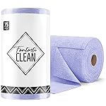 Fantasticlean Microfiber Cleaning Cloth Roll -75 Pack, Tear Away Microfiber Towels, 12 x 12, Reusable, Washable, Scratch Free, Ultra Absorbent Dishcloth for Home Supplies, Car, Pet (Lavender)