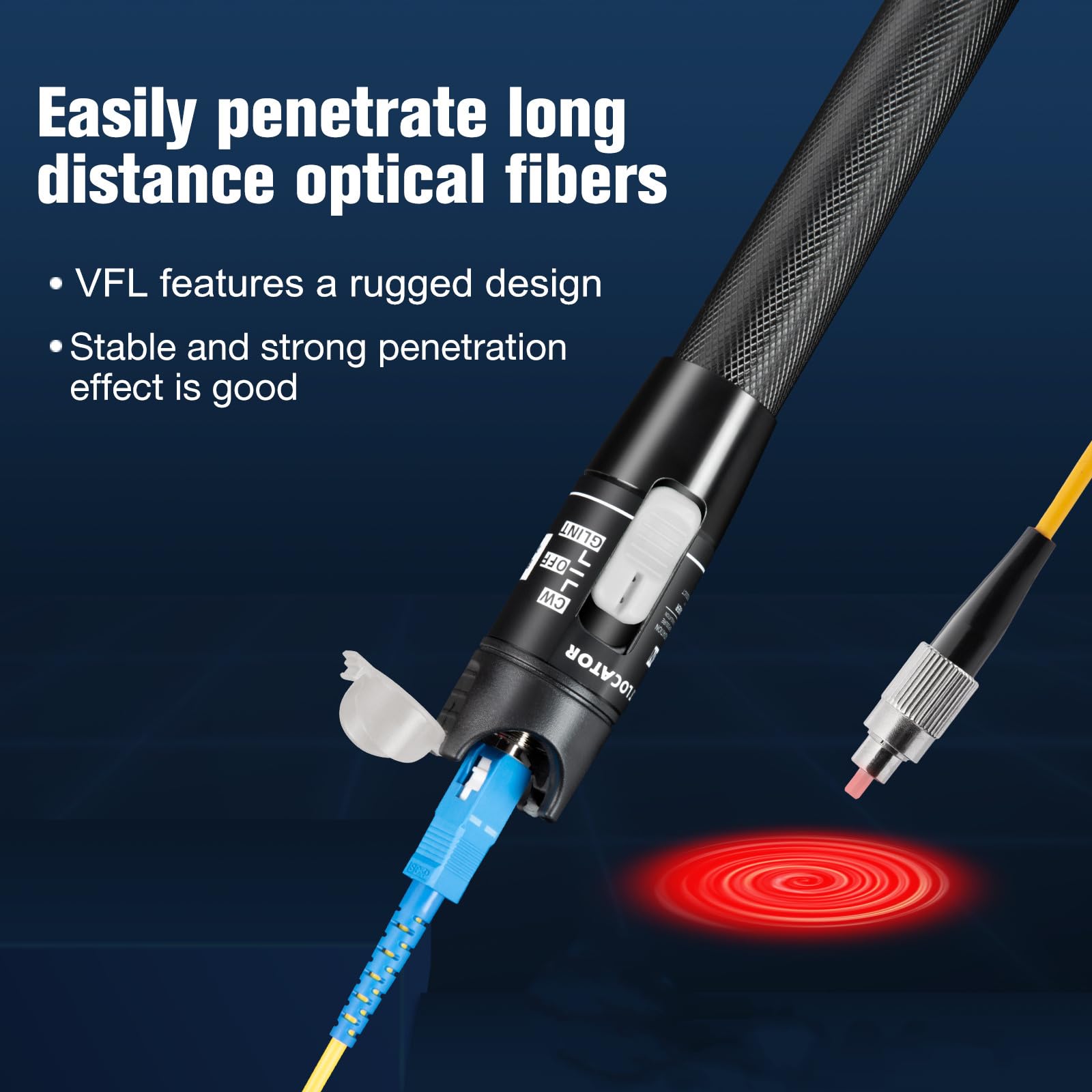 Localizador visual de fallas, medidor de cable de fibra óptica de 80 km, 80 mW, medidor de fuente de luz roja VFL (80 KM)
