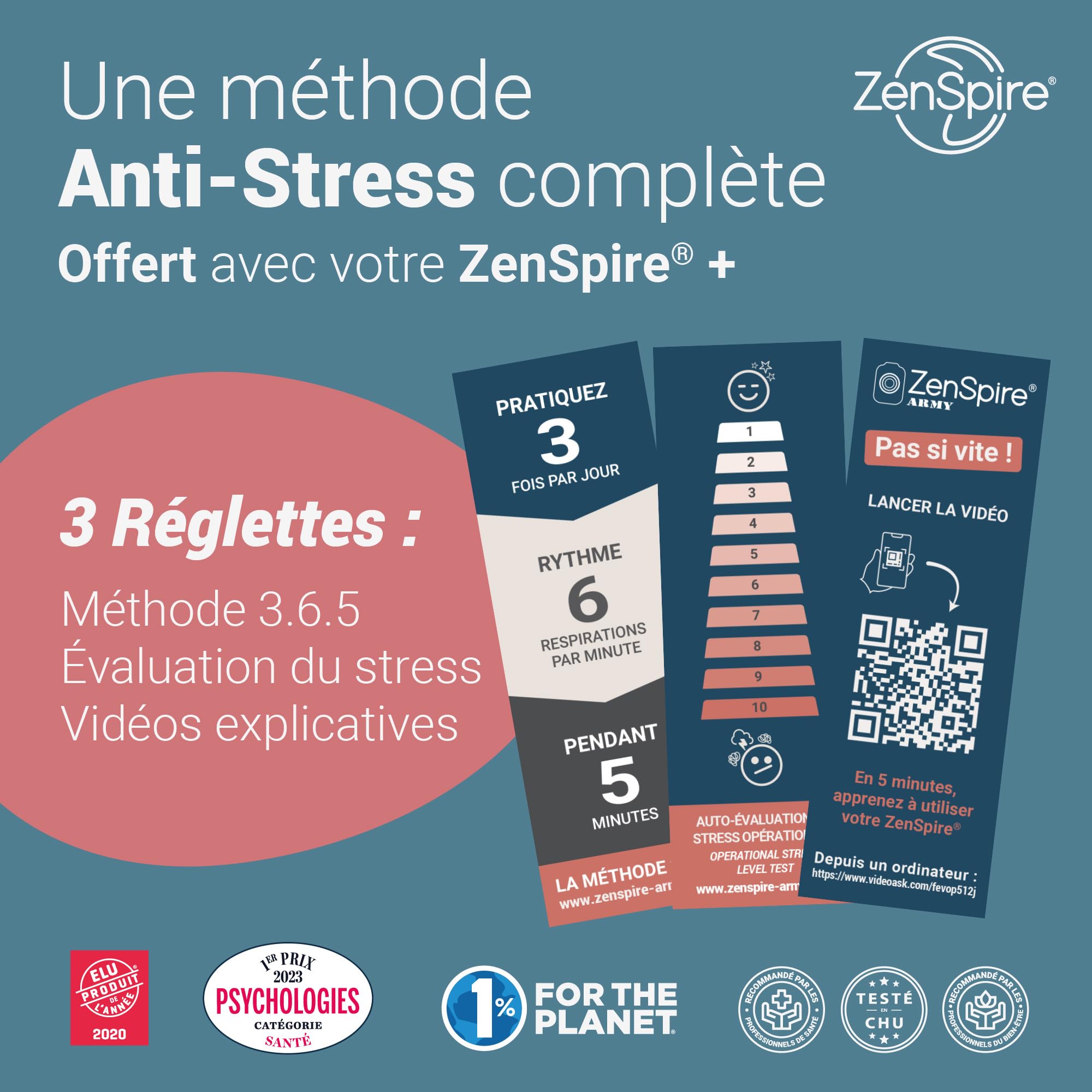 Zenspire+ Appareil Anti Stress Relaxation Méditation Dormir Adulte 3 Fonctions Lumière Zen Vibration Son